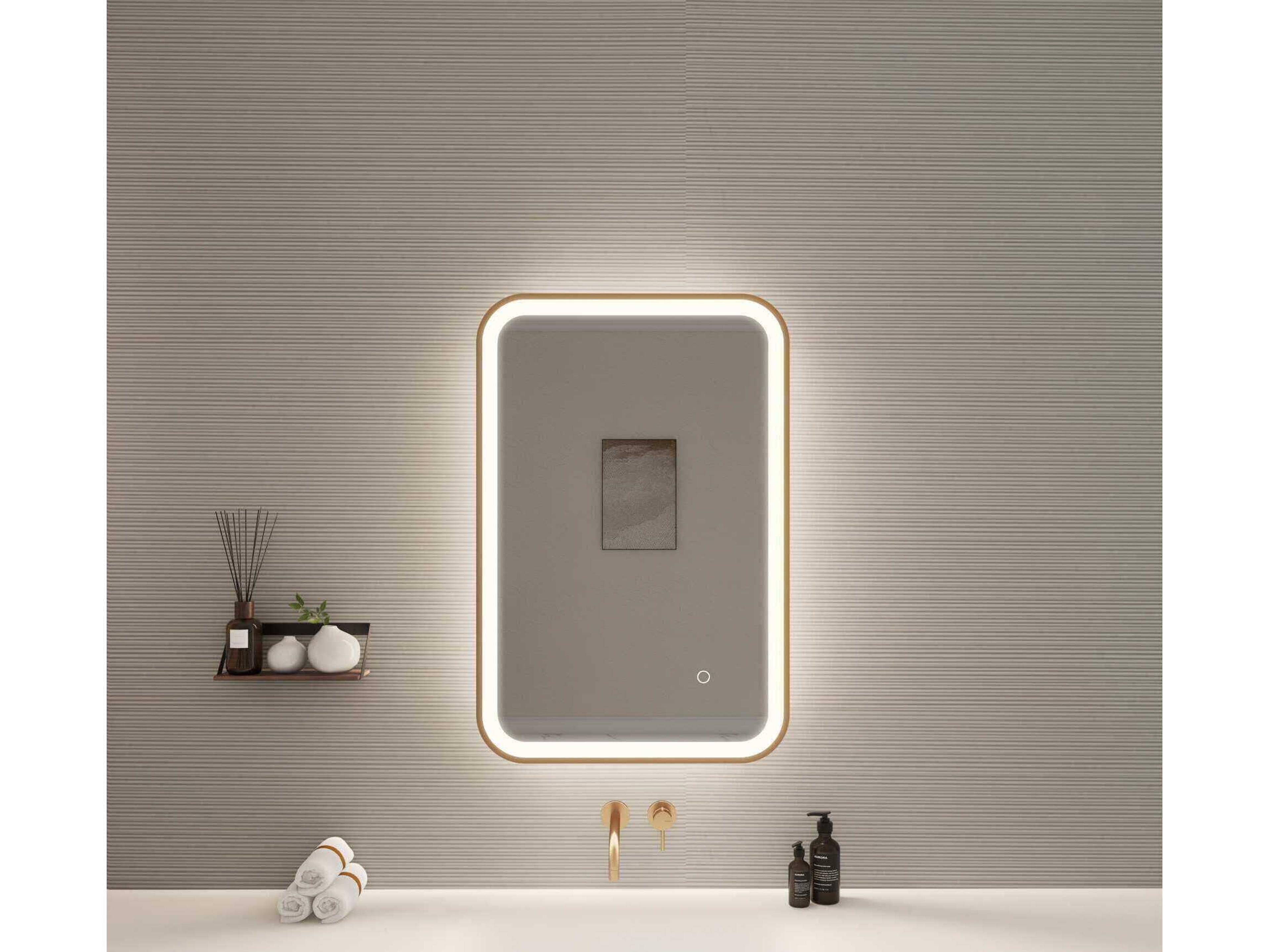 Elegant Lighting Harmoni Satin Gold Rectangular Wall Mirror