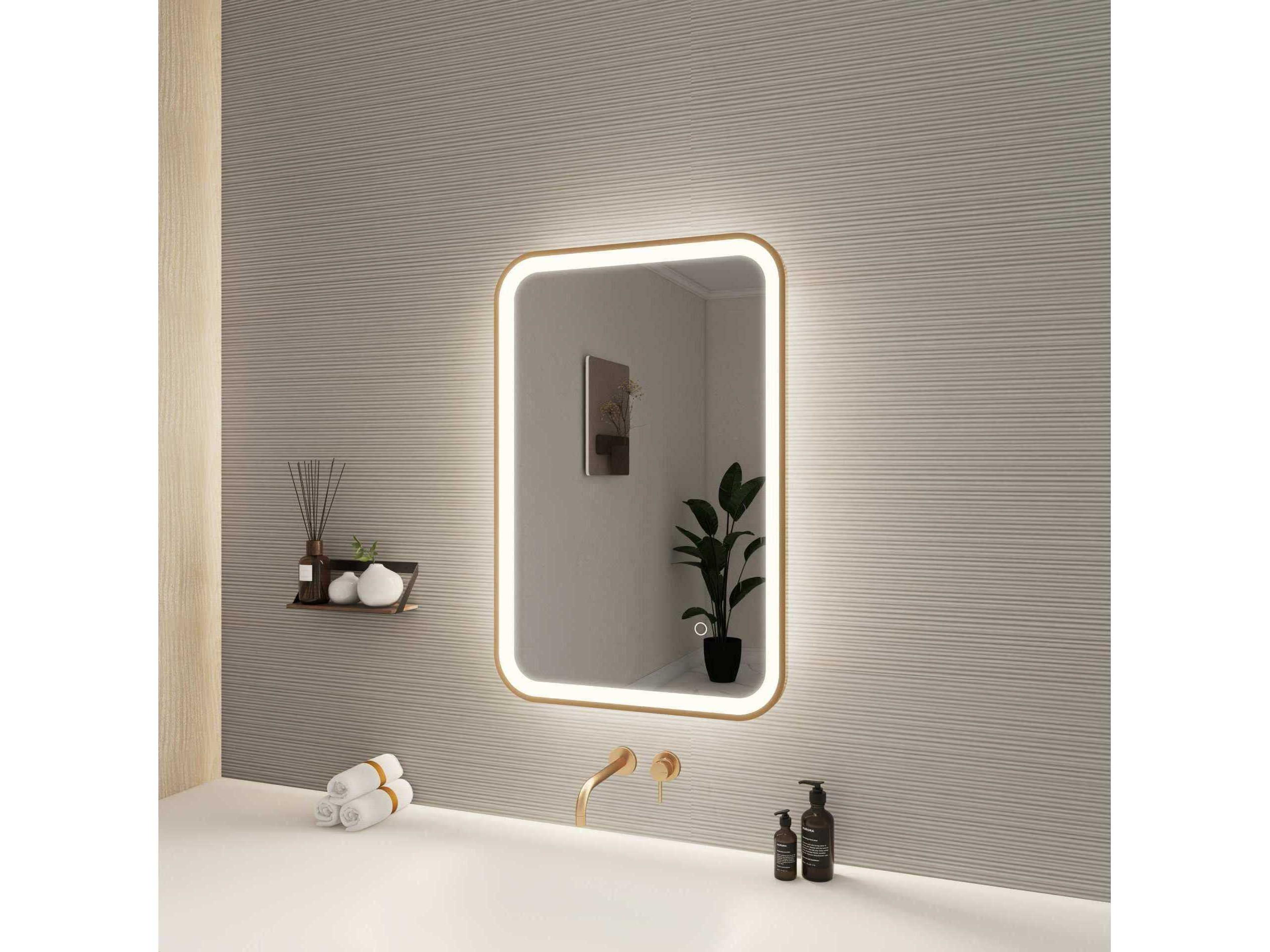 Elegant Lighting Harmoni Satin Gold Rectangular Wall Mirror