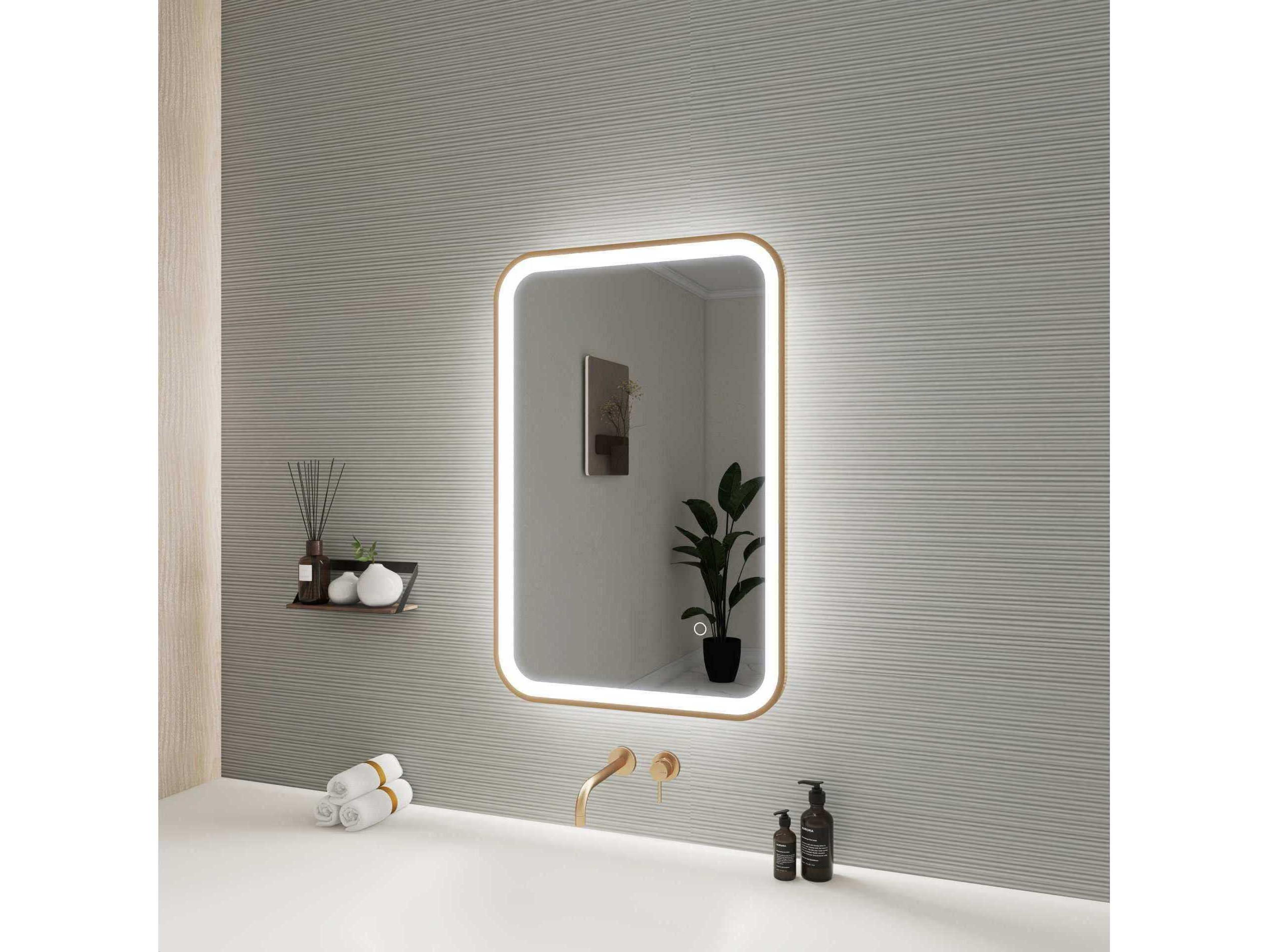Elegant Lighting Harmoni Satin Gold Rectangular Wall Mirror