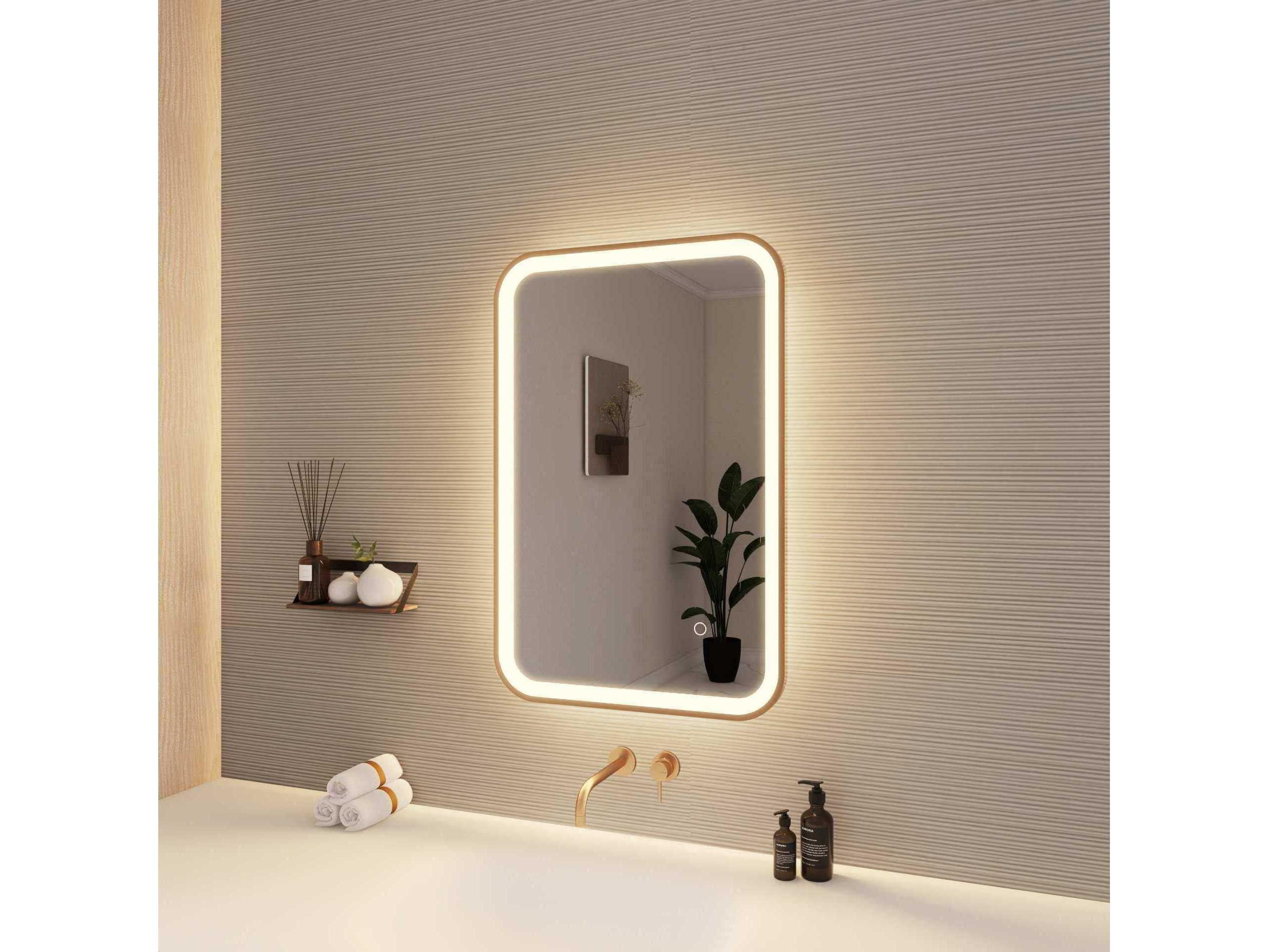Elegant Lighting Harmoni Satin Gold Rectangular Wall Mirror