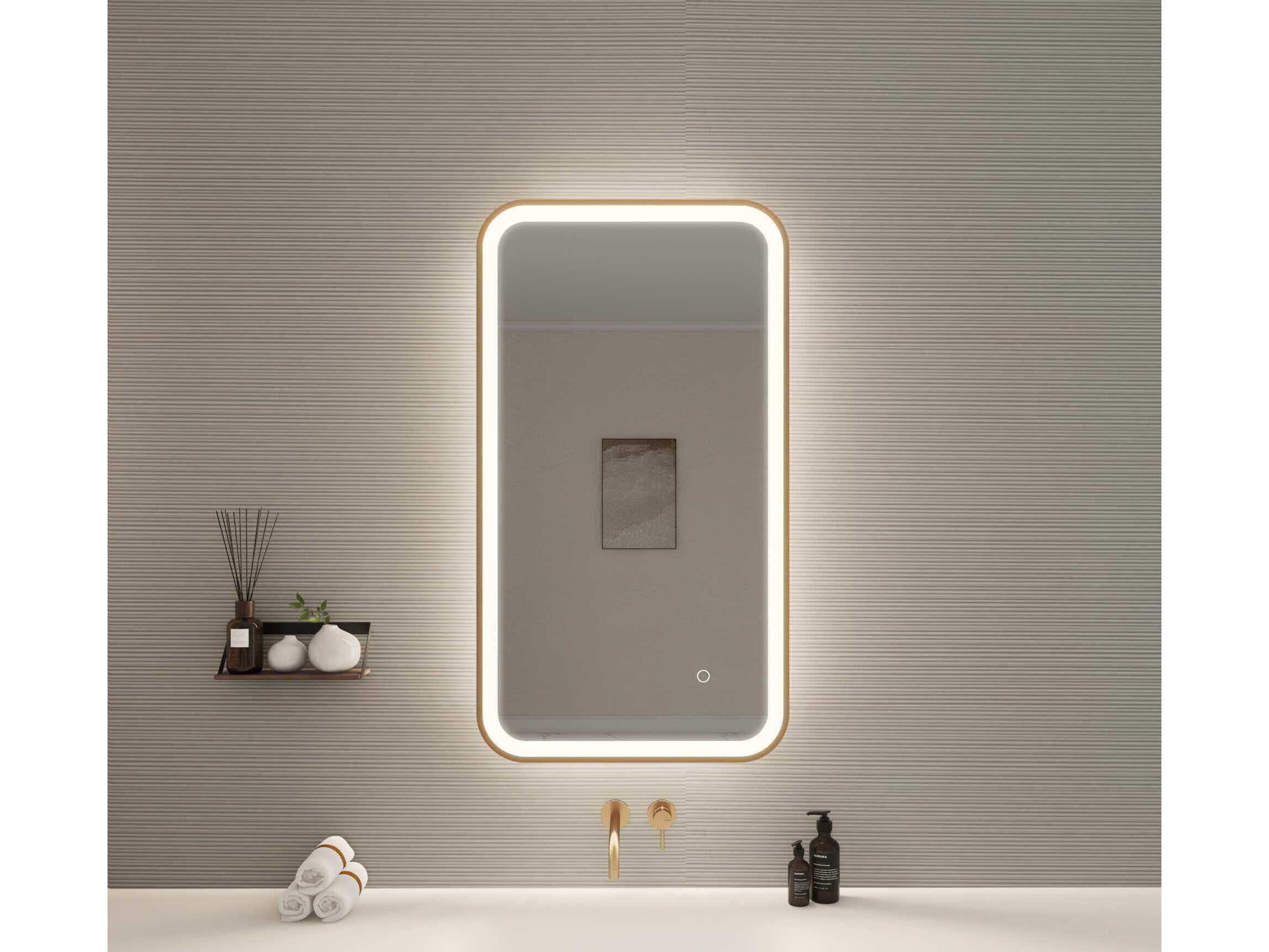 Elegant Lighting Harmoni Satin Gold Rectangular Wall Mirror