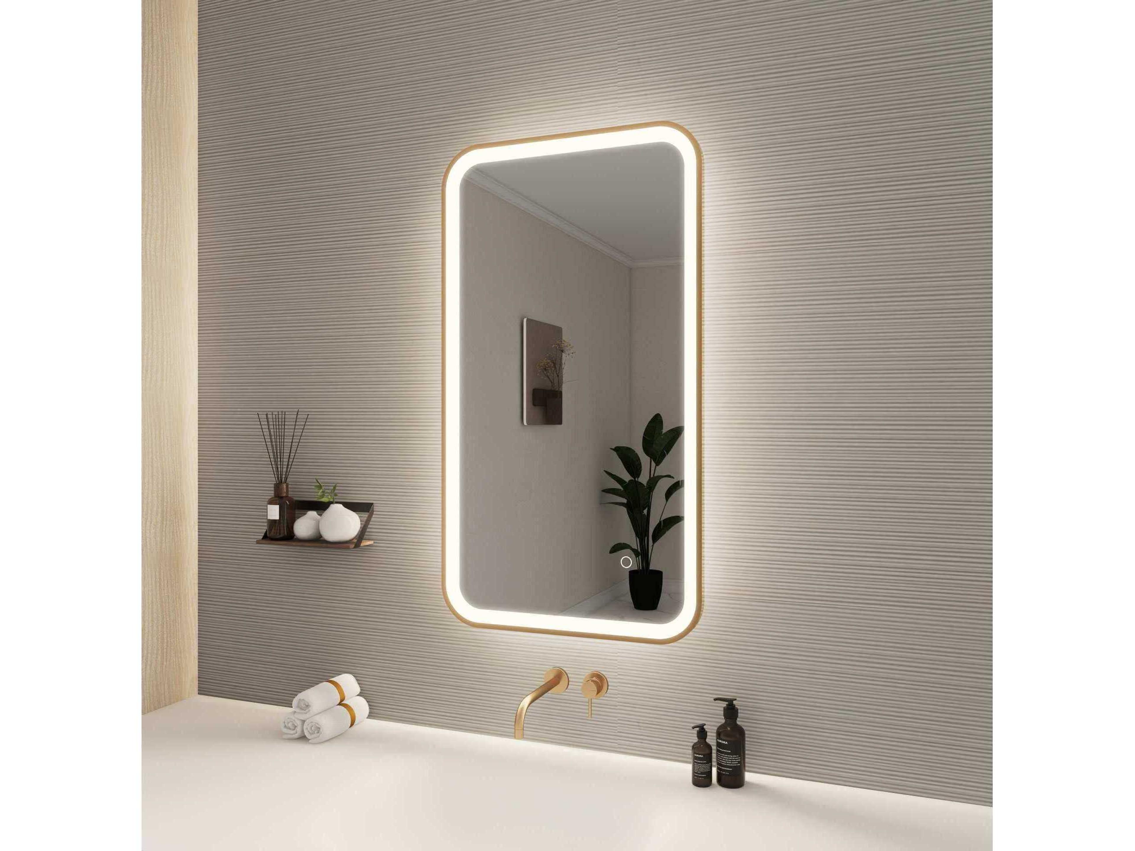 Elegant Lighting Harmoni Satin Gold Rectangular Wall Mirror