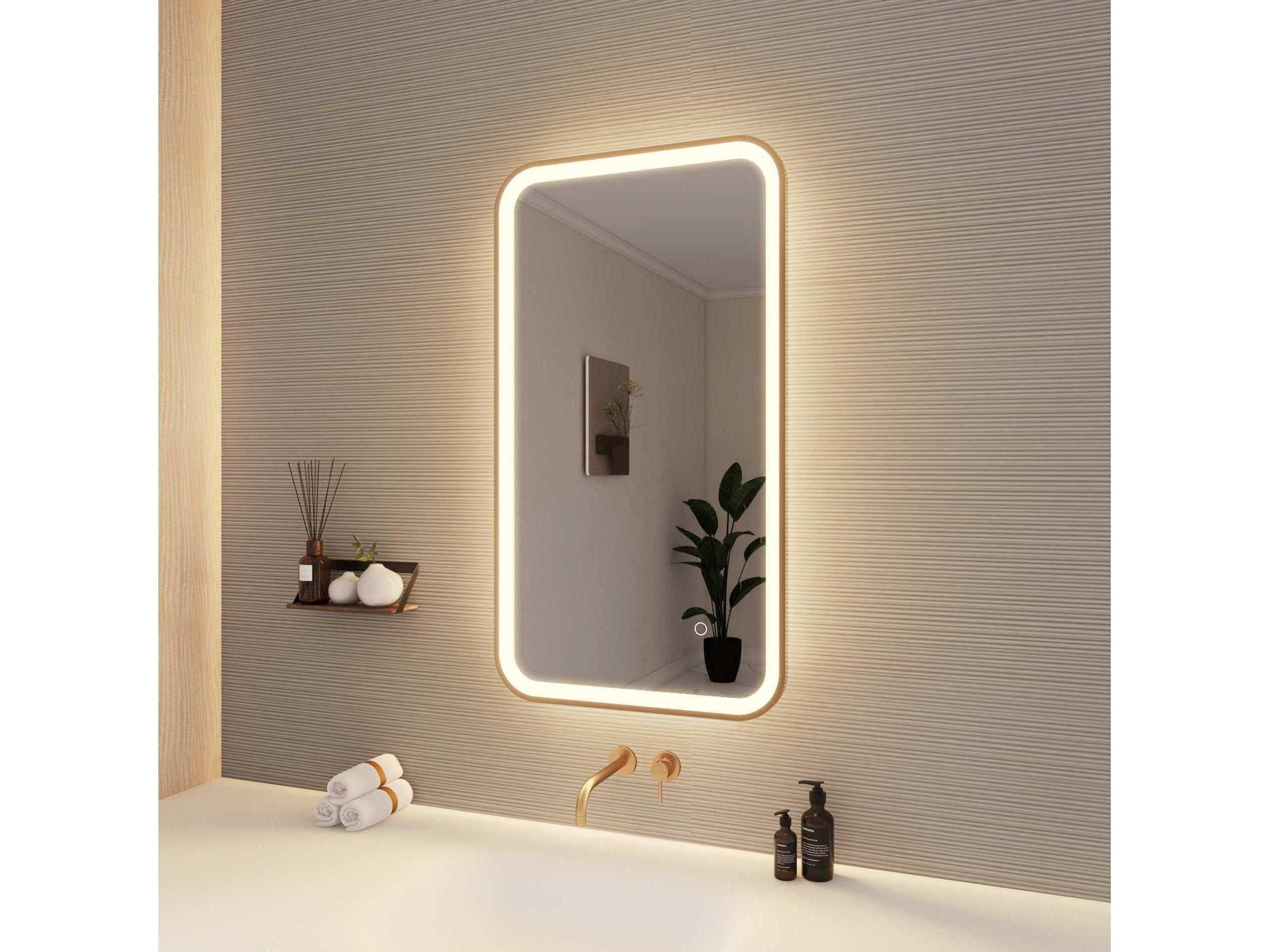 Elegant Lighting Harmoni Satin Gold Rectangular Wall Mirror
