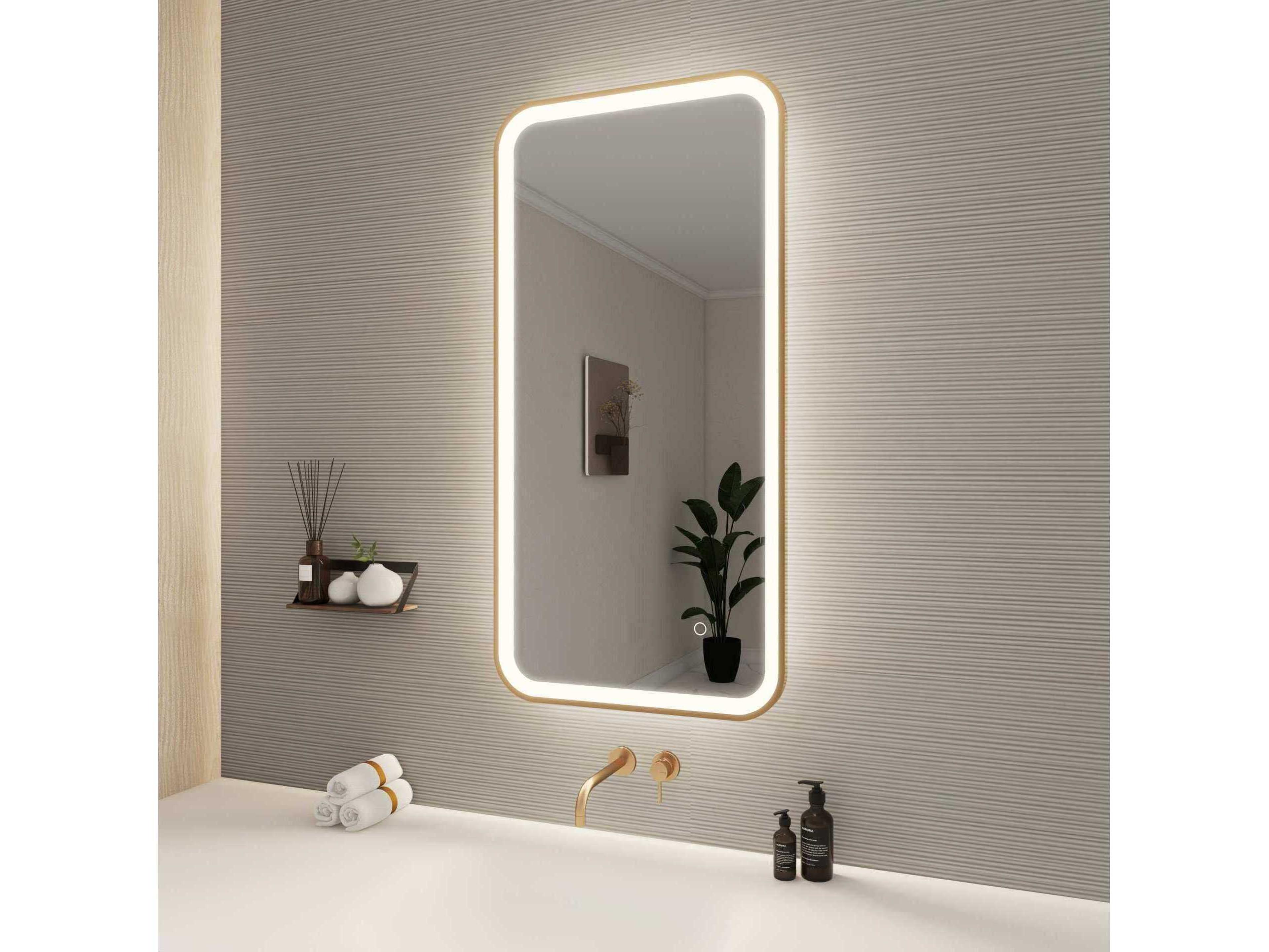 Elegant Lighting Harmoni Satin Gold Rectangular Wall Mirror