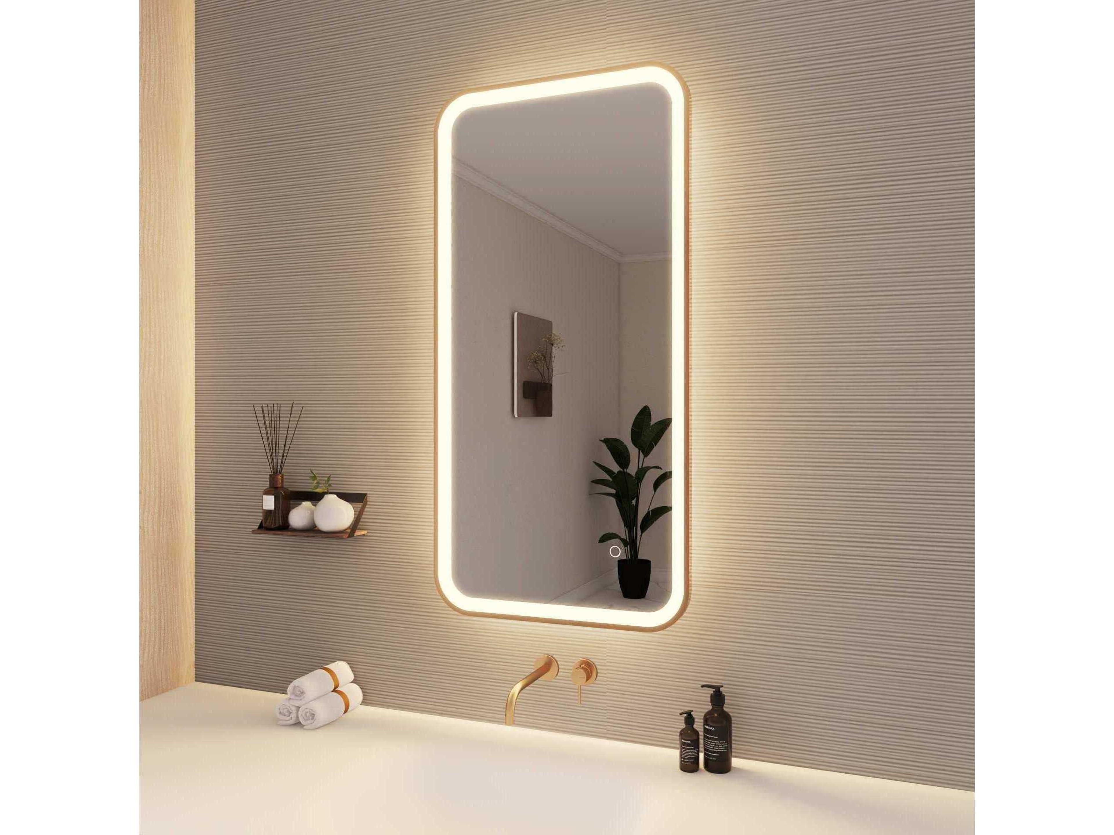 Elegant Lighting Harmoni Satin Gold Rectangular Wall Mirror