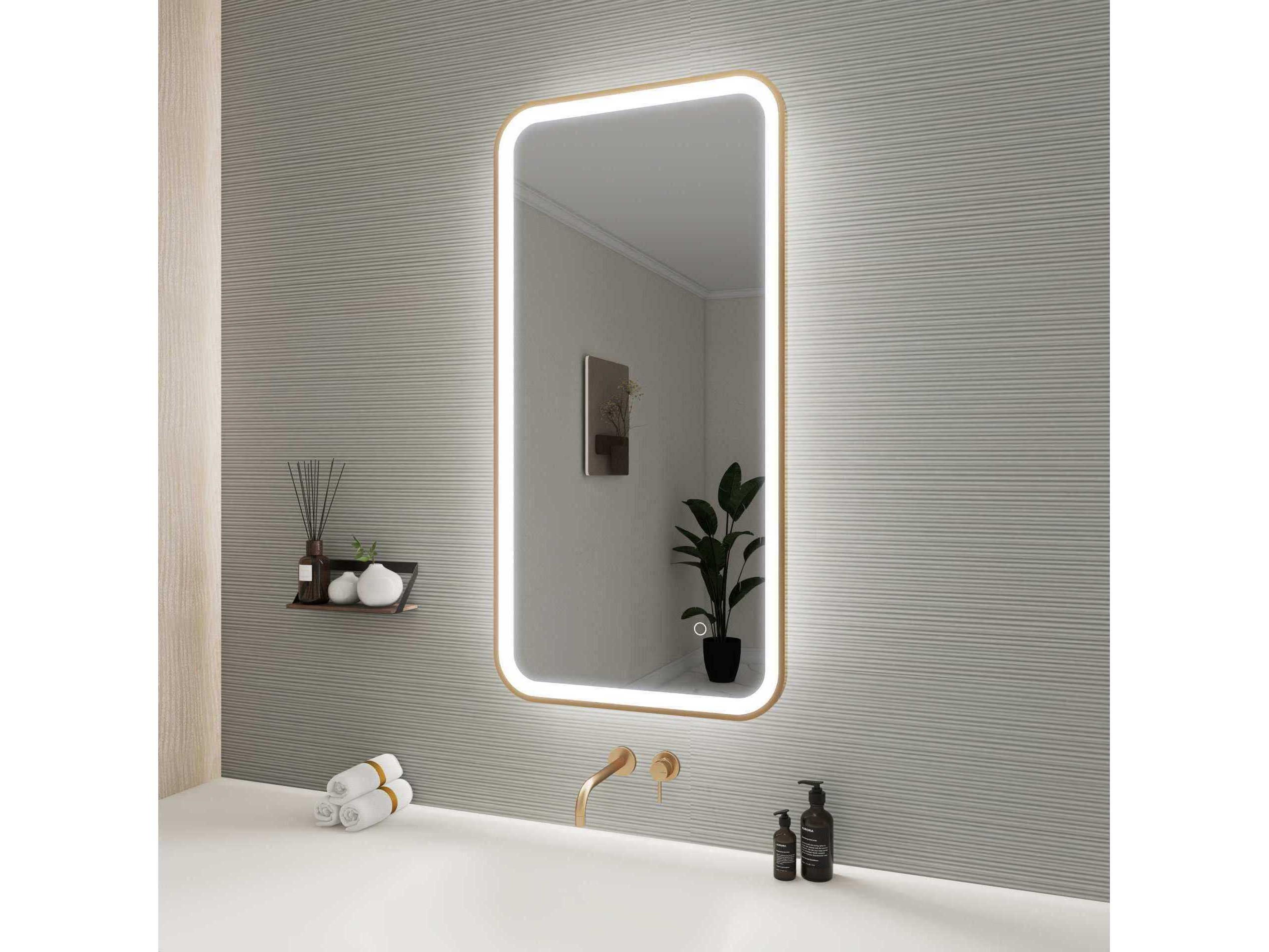 Elegant Lighting Harmoni Satin Gold Rectangular Wall Mirror