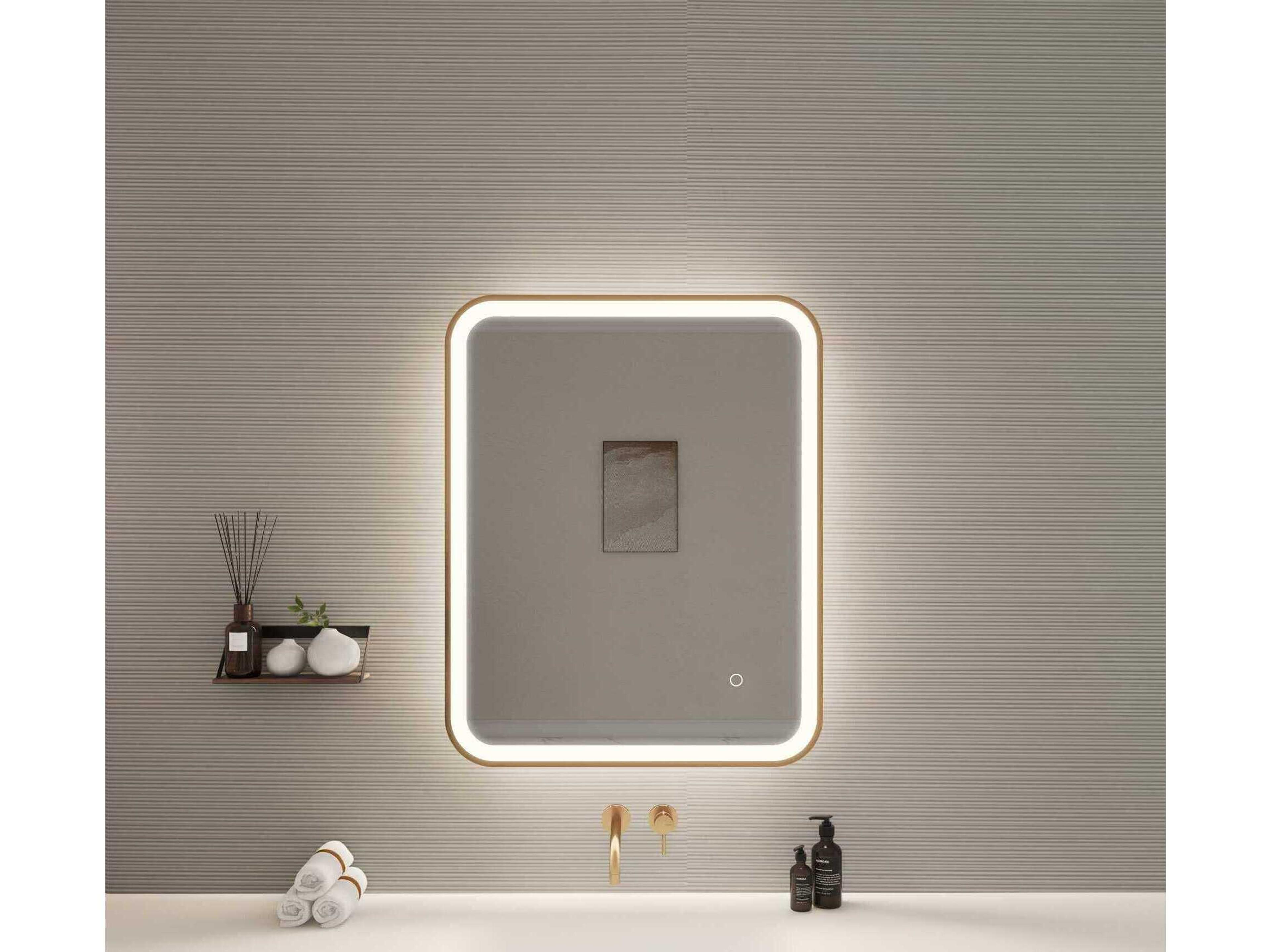 Elegant Lighting Harmoni Satin Gold Rectangular Wall Mirror