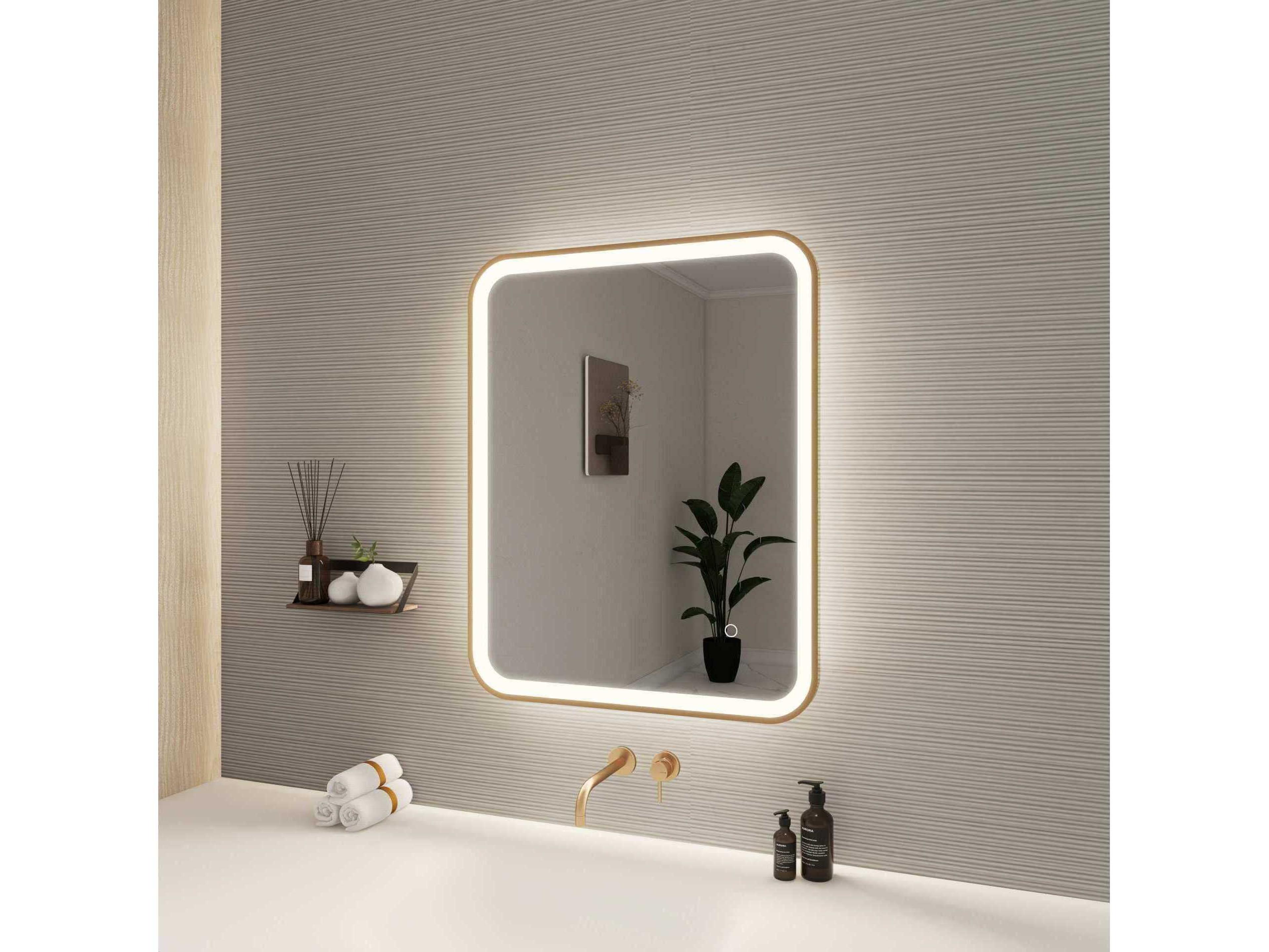 Elegant Lighting Harmoni Satin Gold Rectangular Wall Mirror