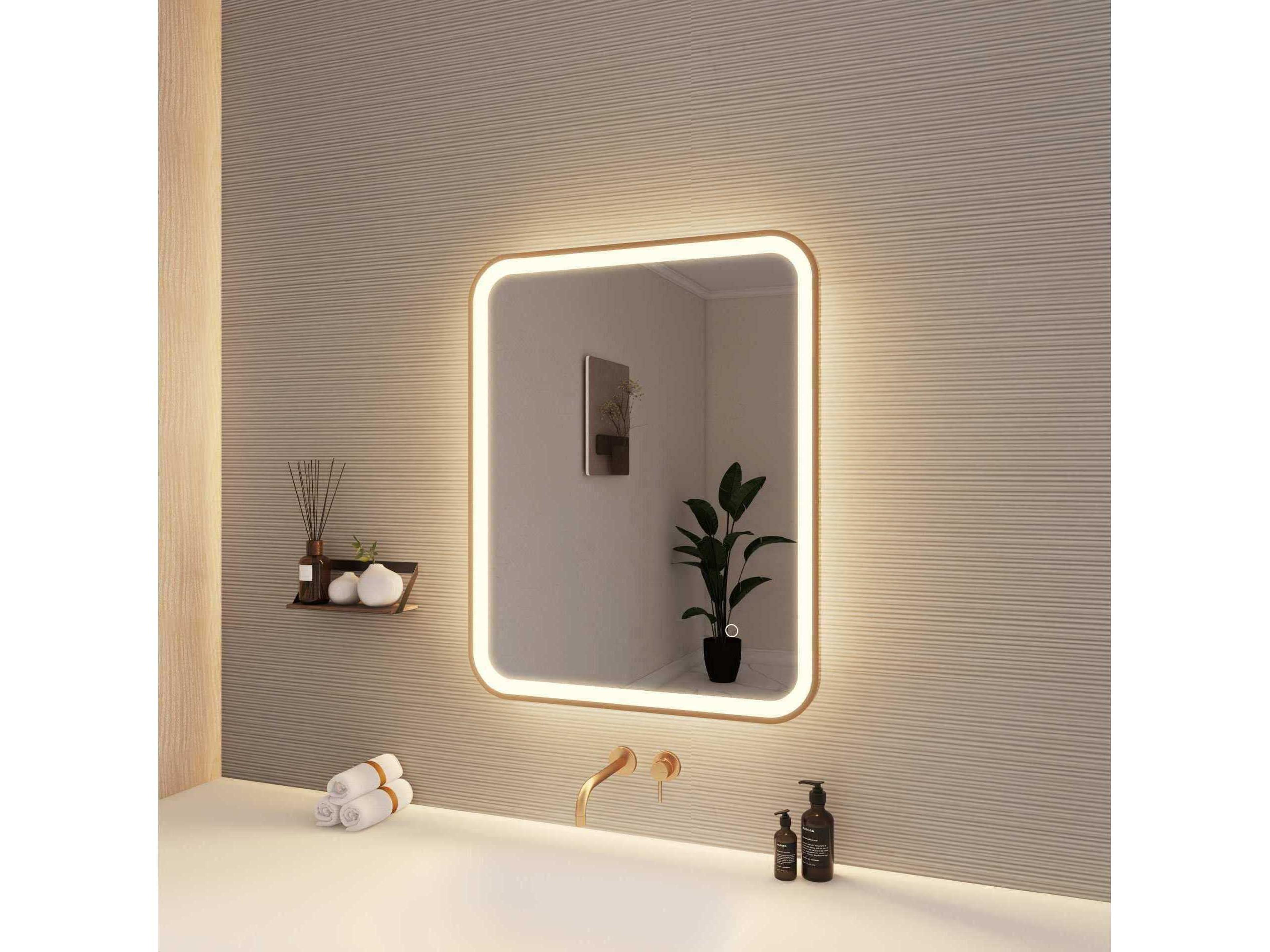 Elegant Lighting Harmoni Satin Gold Rectangular Wall Mirror