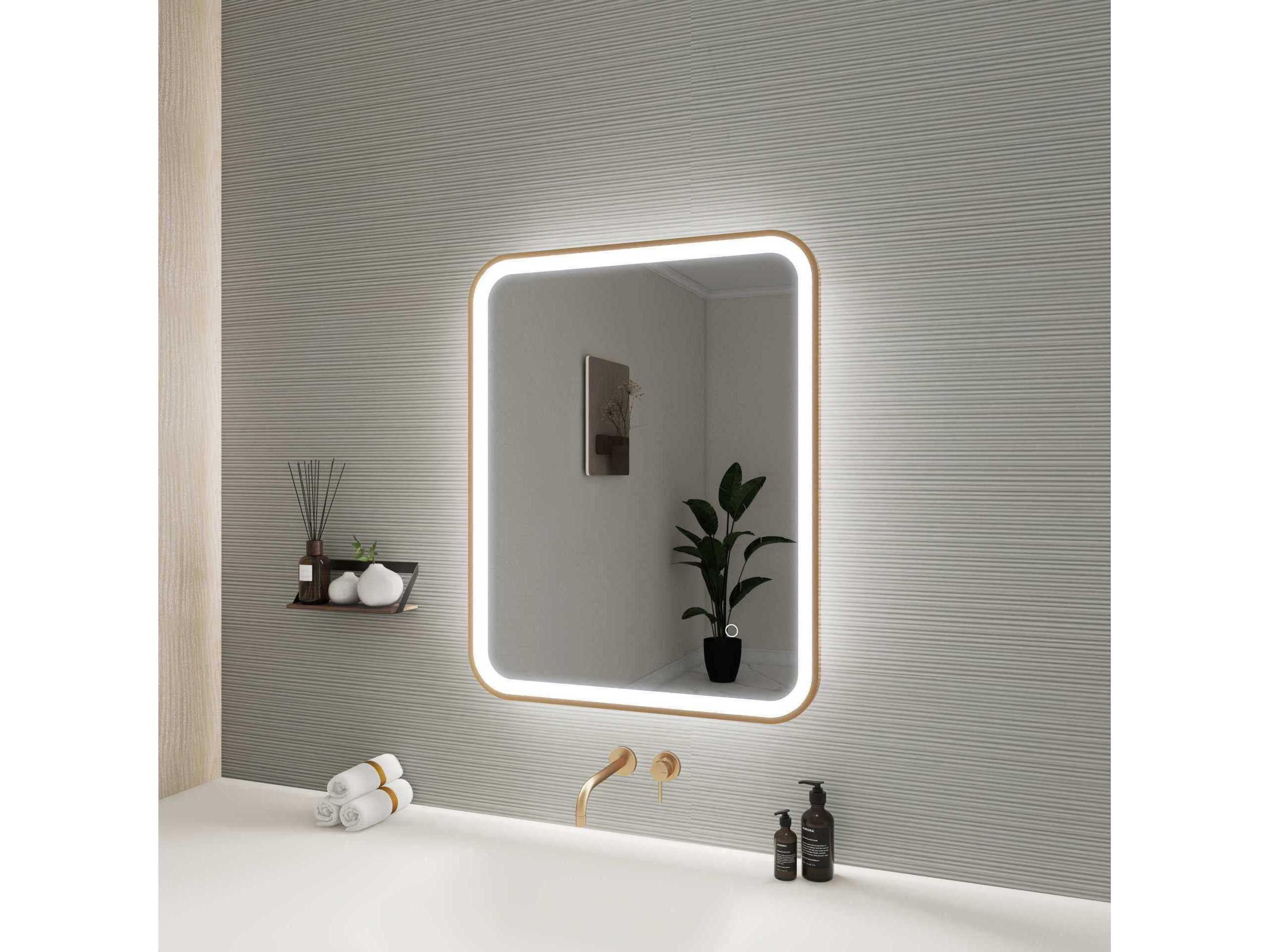 Elegant Lighting Harmoni Satin Gold Rectangular Wall Mirror