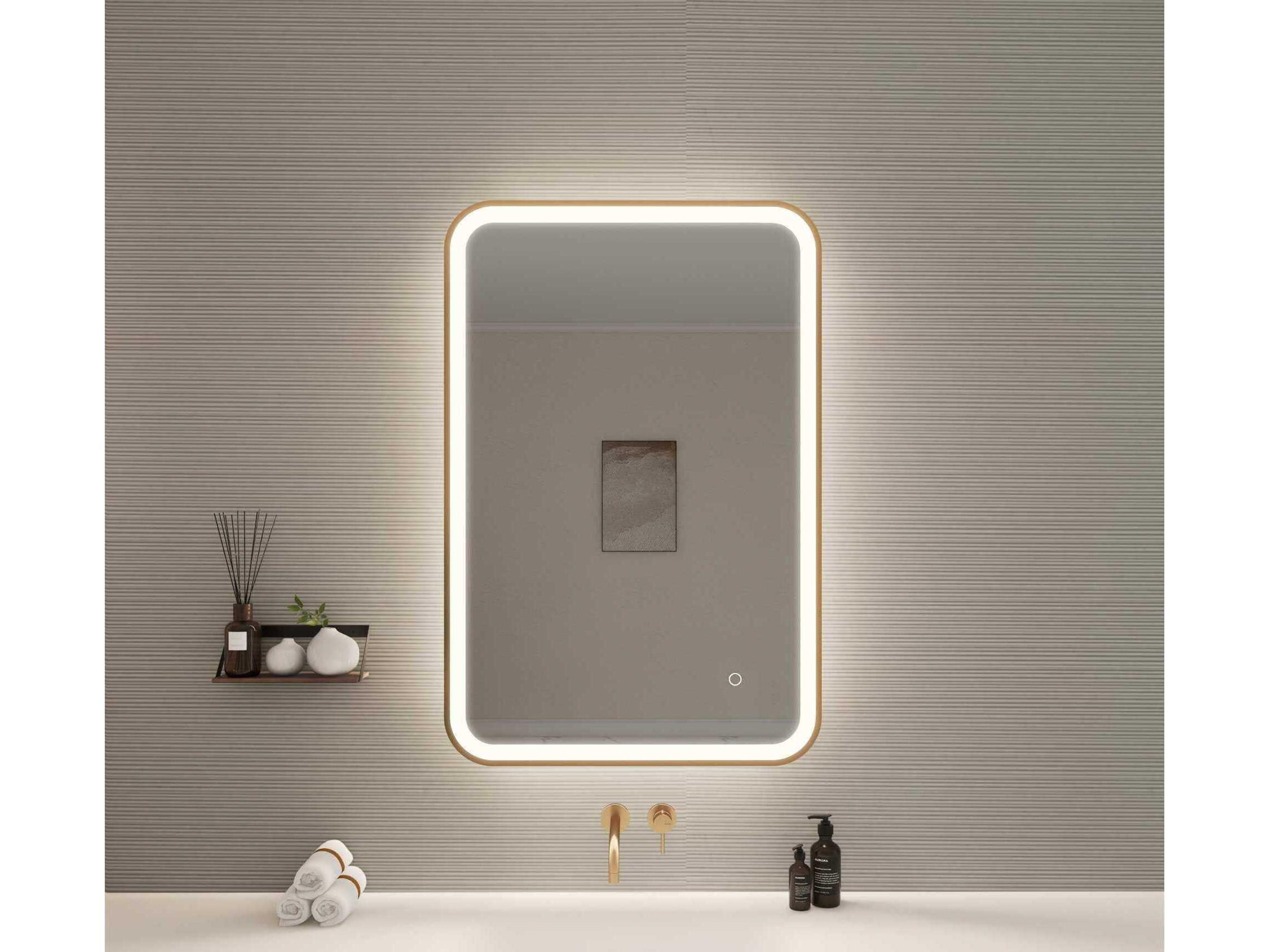 Elegant Lighting Harmoni Satin Gold Rectangular Wall Mirror