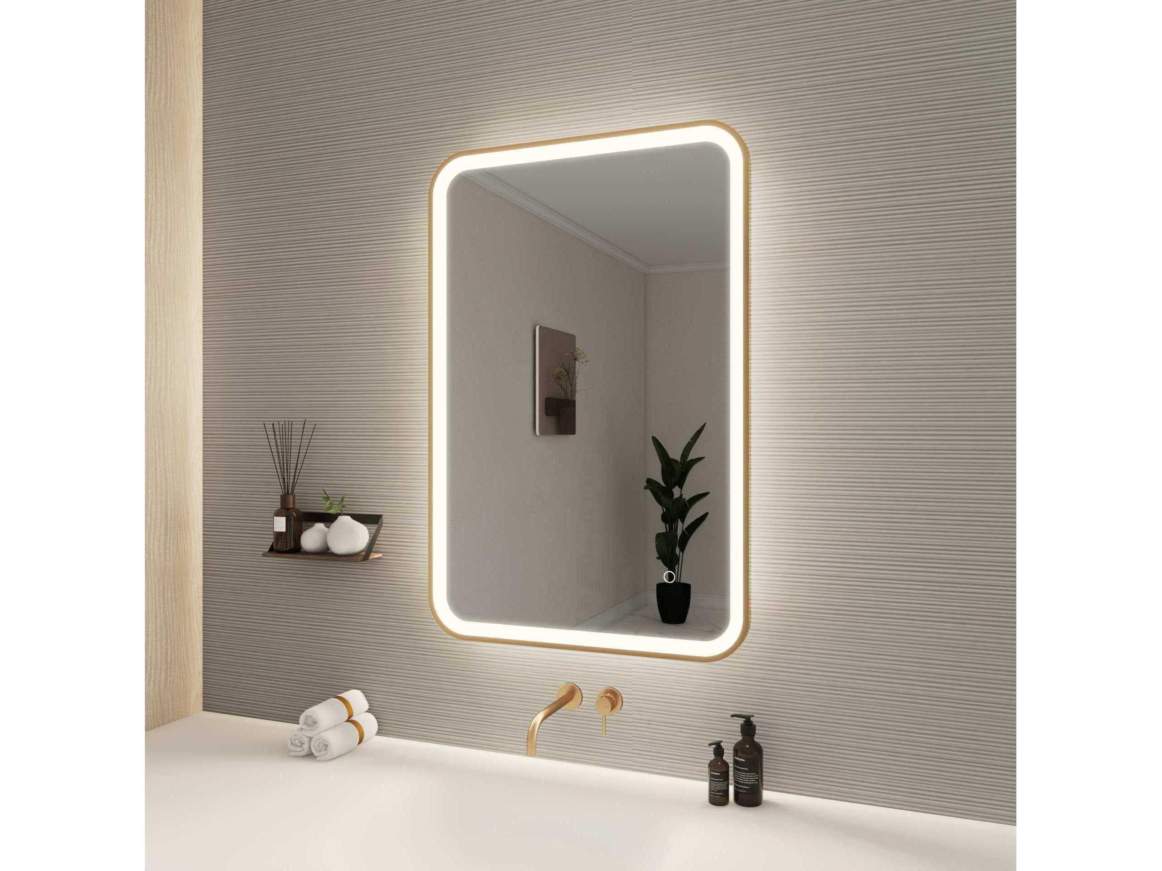 Elegant Lighting Harmoni Satin Gold Rectangular Wall Mirror