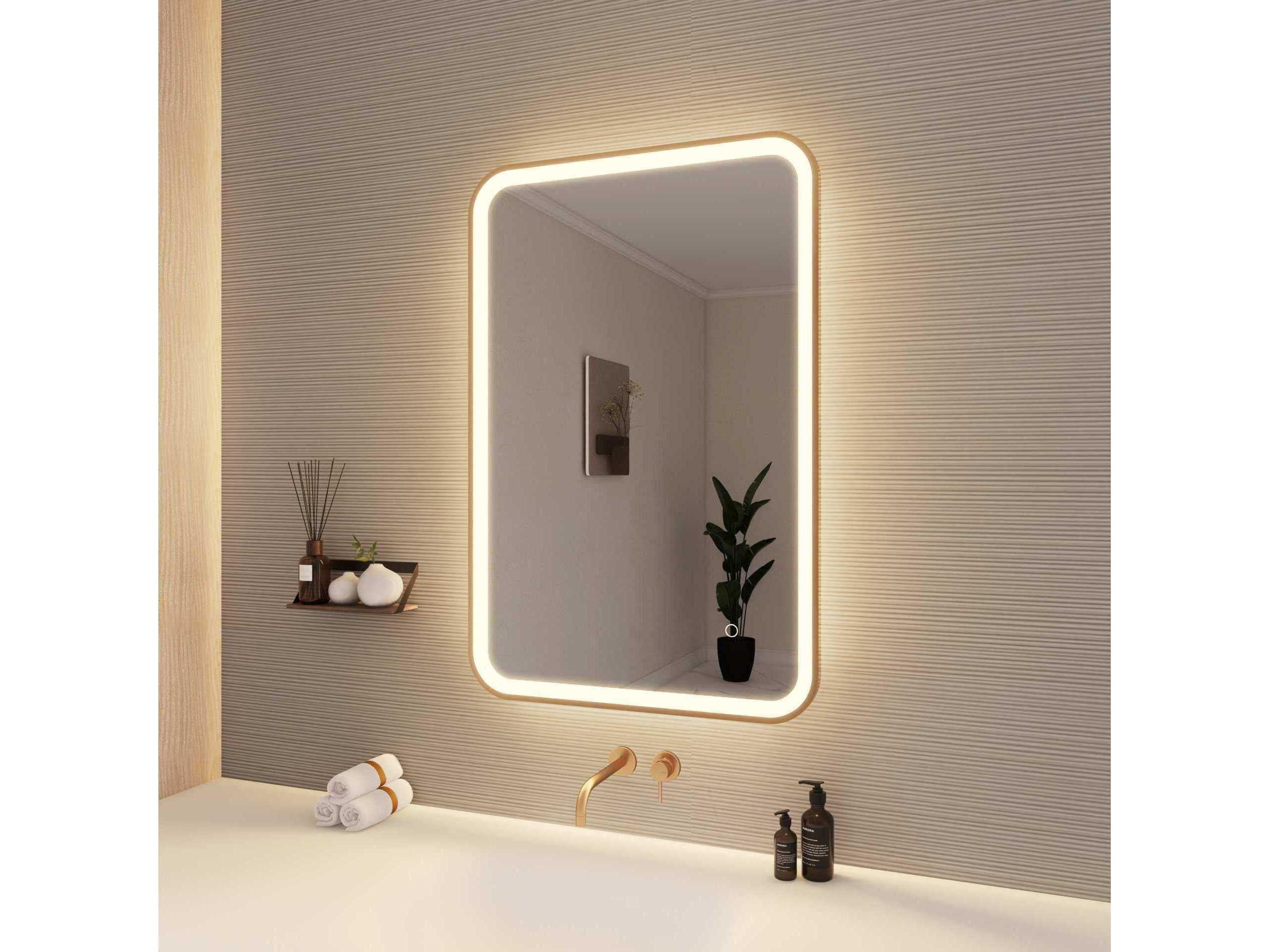 Elegant Lighting Harmoni Satin Gold Rectangular Wall Mirror