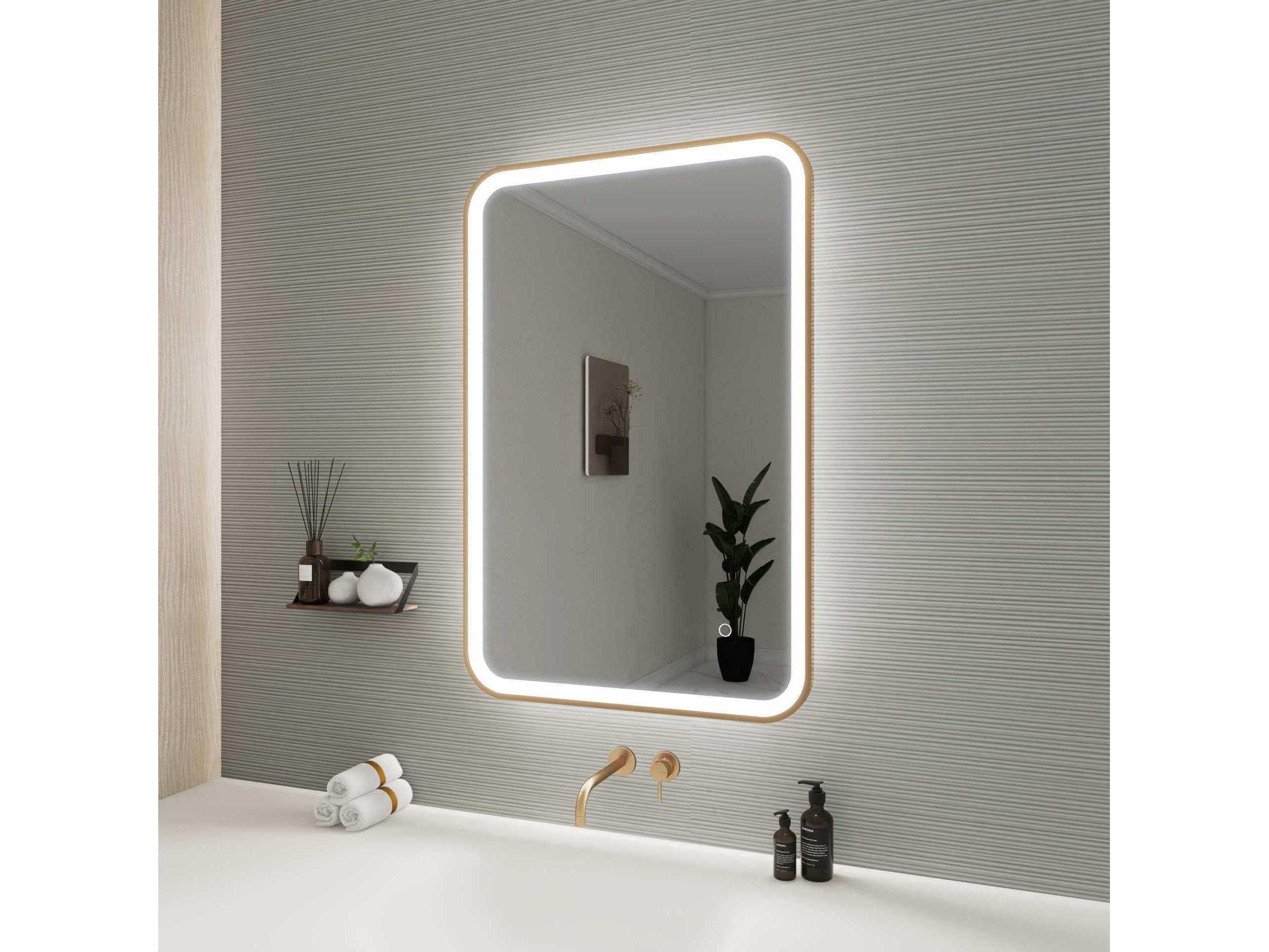 Elegant Lighting Harmoni Satin Gold Rectangular Wall Mirror