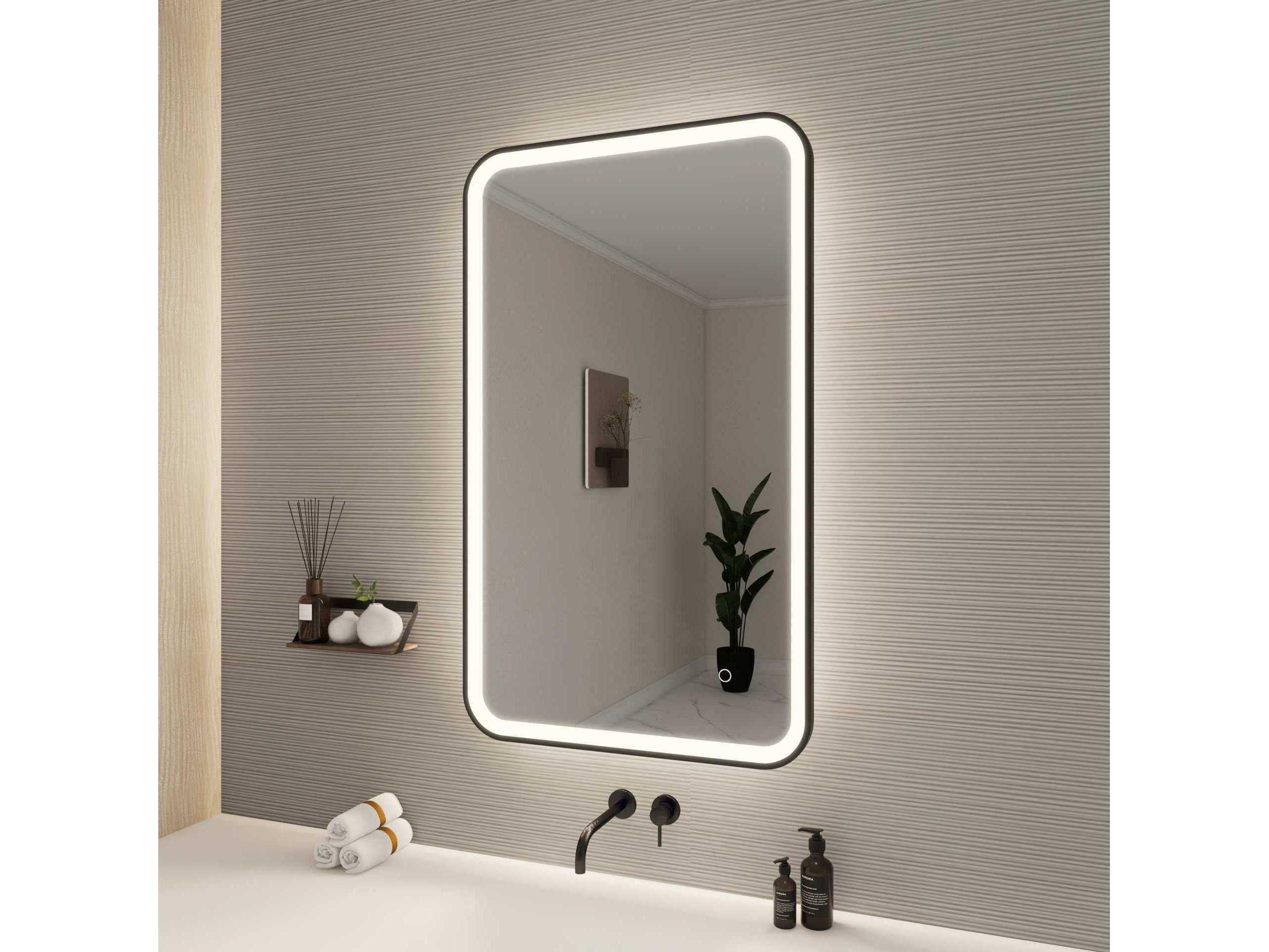 Elegant Lighting Harmoni Black Rectangular Wall Mirror