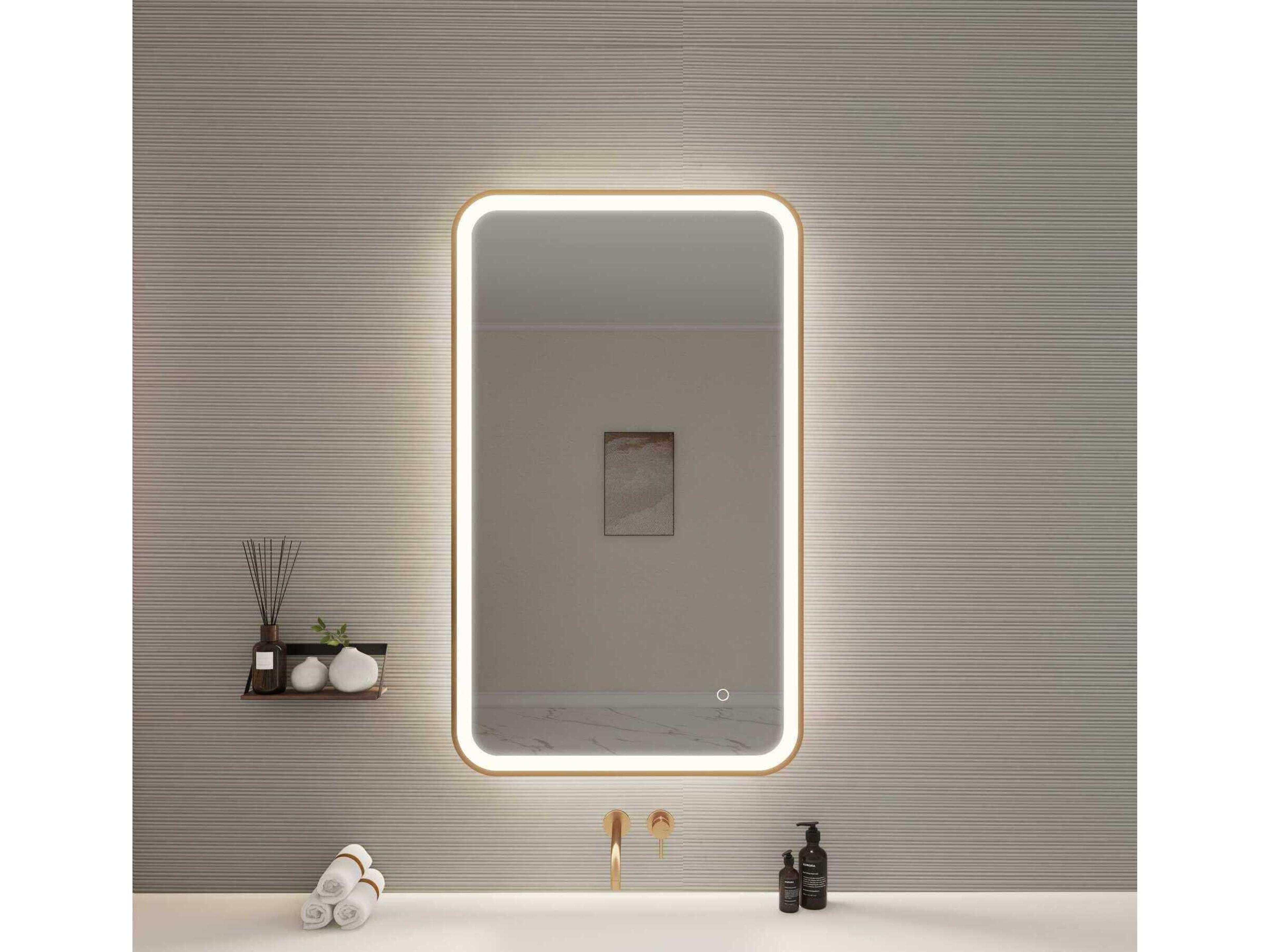Elegant Lighting Harmoni Satin Gold Rectangular Wall Mirror