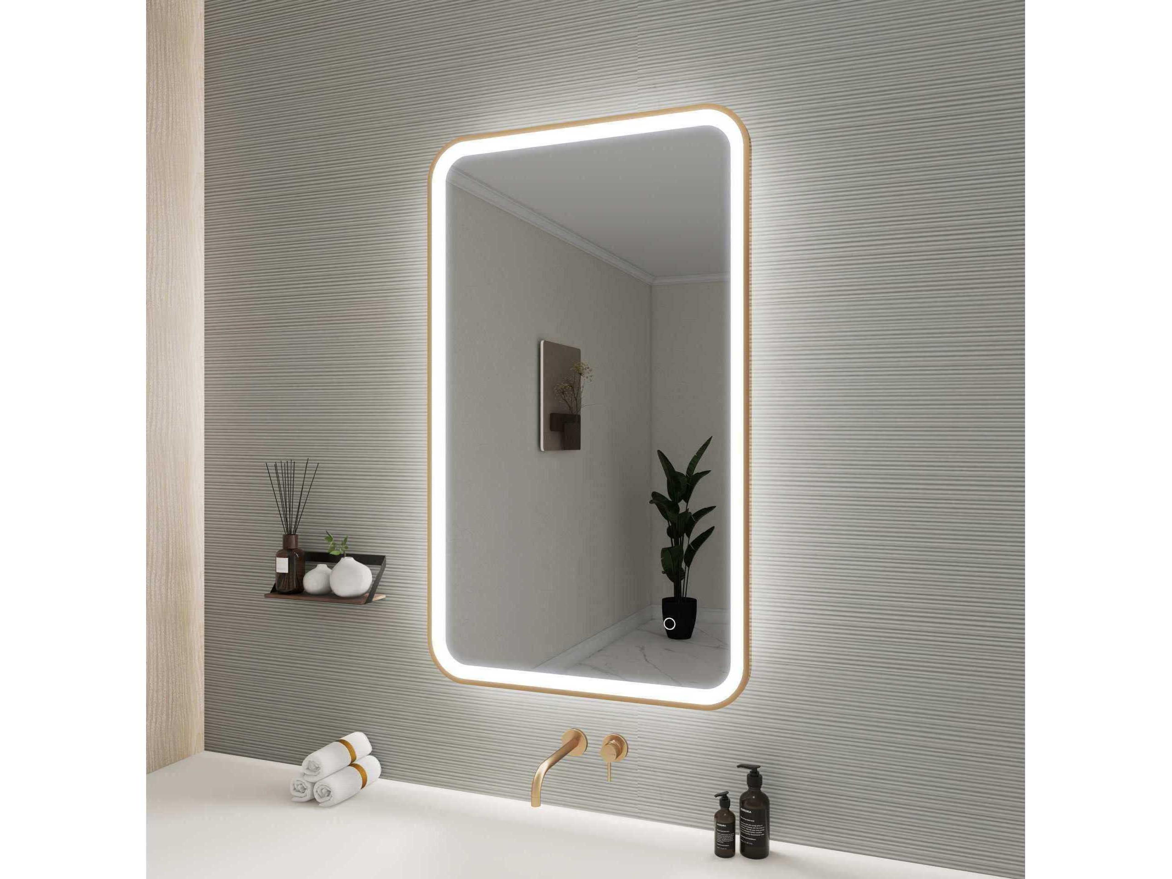 Elegant Lighting Harmoni Satin Gold Rectangular Wall Mirror