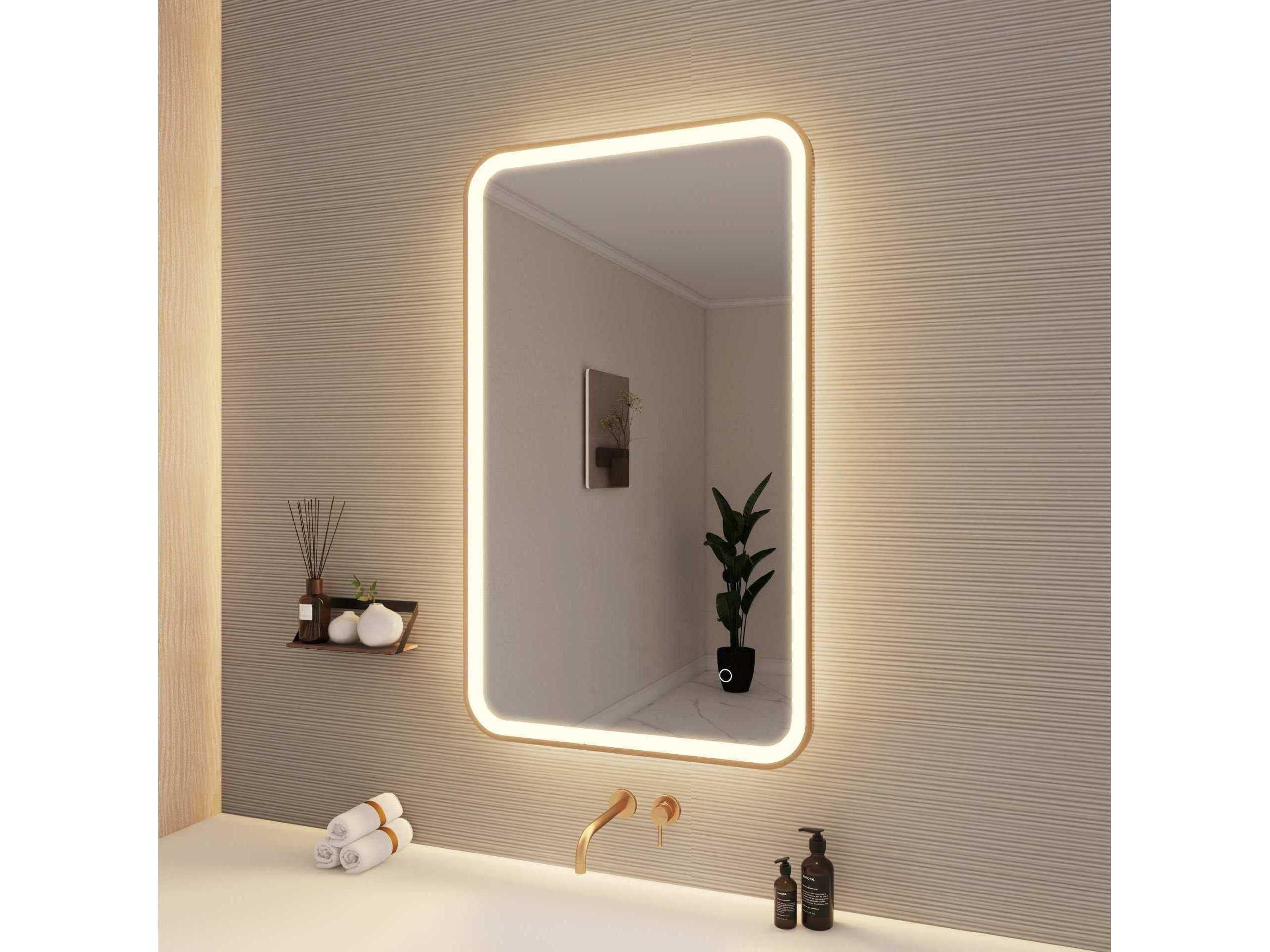 Elegant Lighting Harmoni Satin Gold Rectangular Wall Mirror
