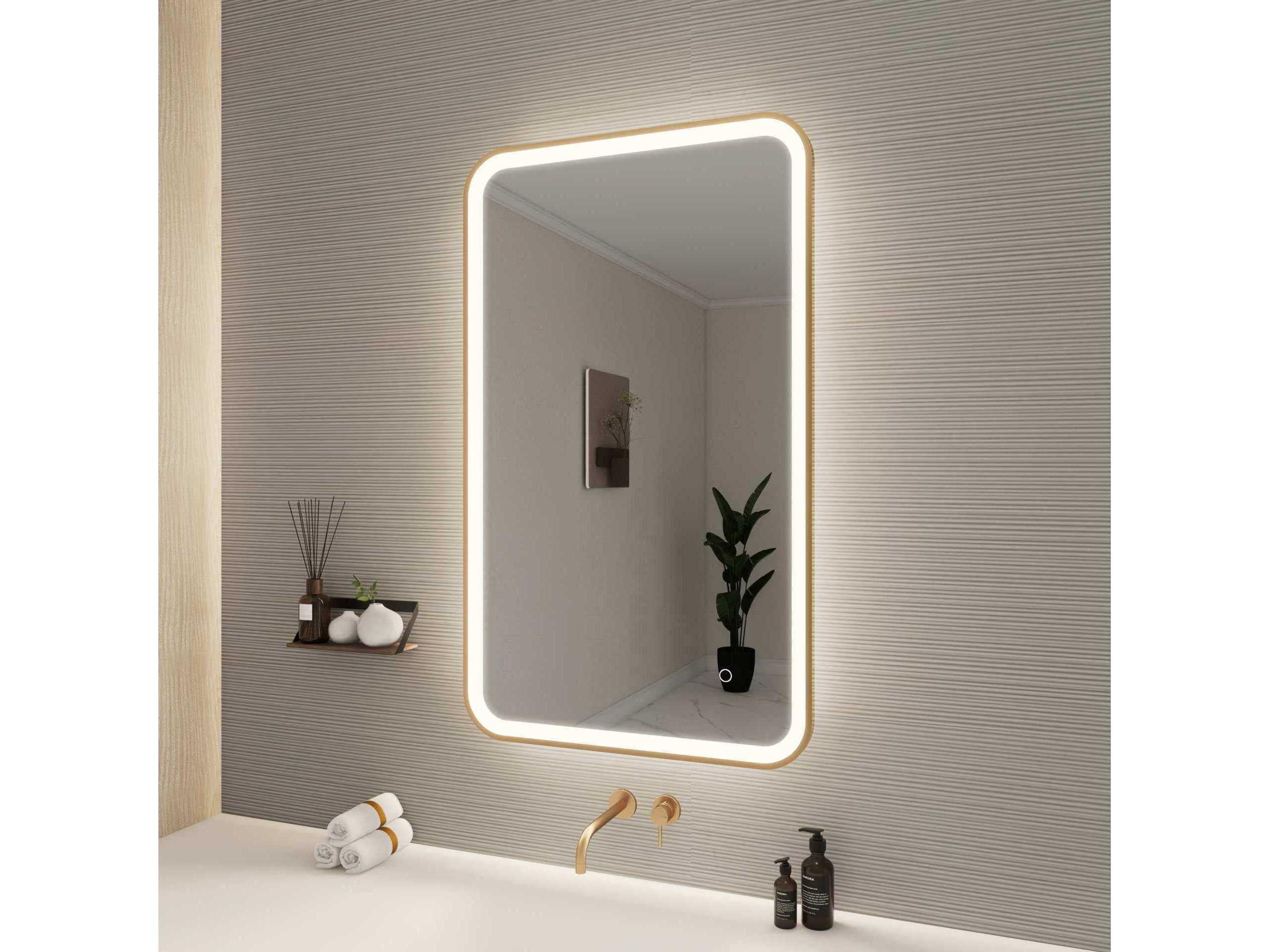 Elegant Lighting Harmoni Satin Gold Rectangular Wall Mirror