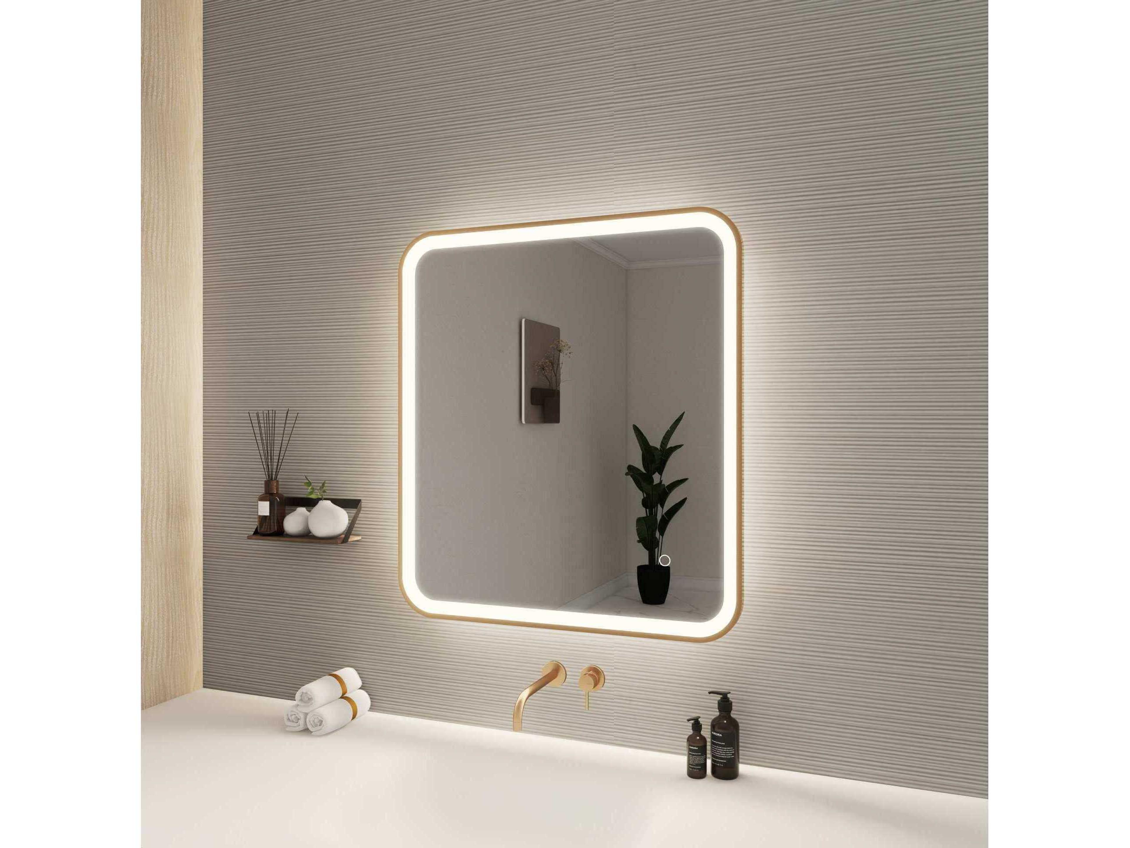 Elegant Lighting Harmoni Satin Gold Rectangular Wall Mirror
