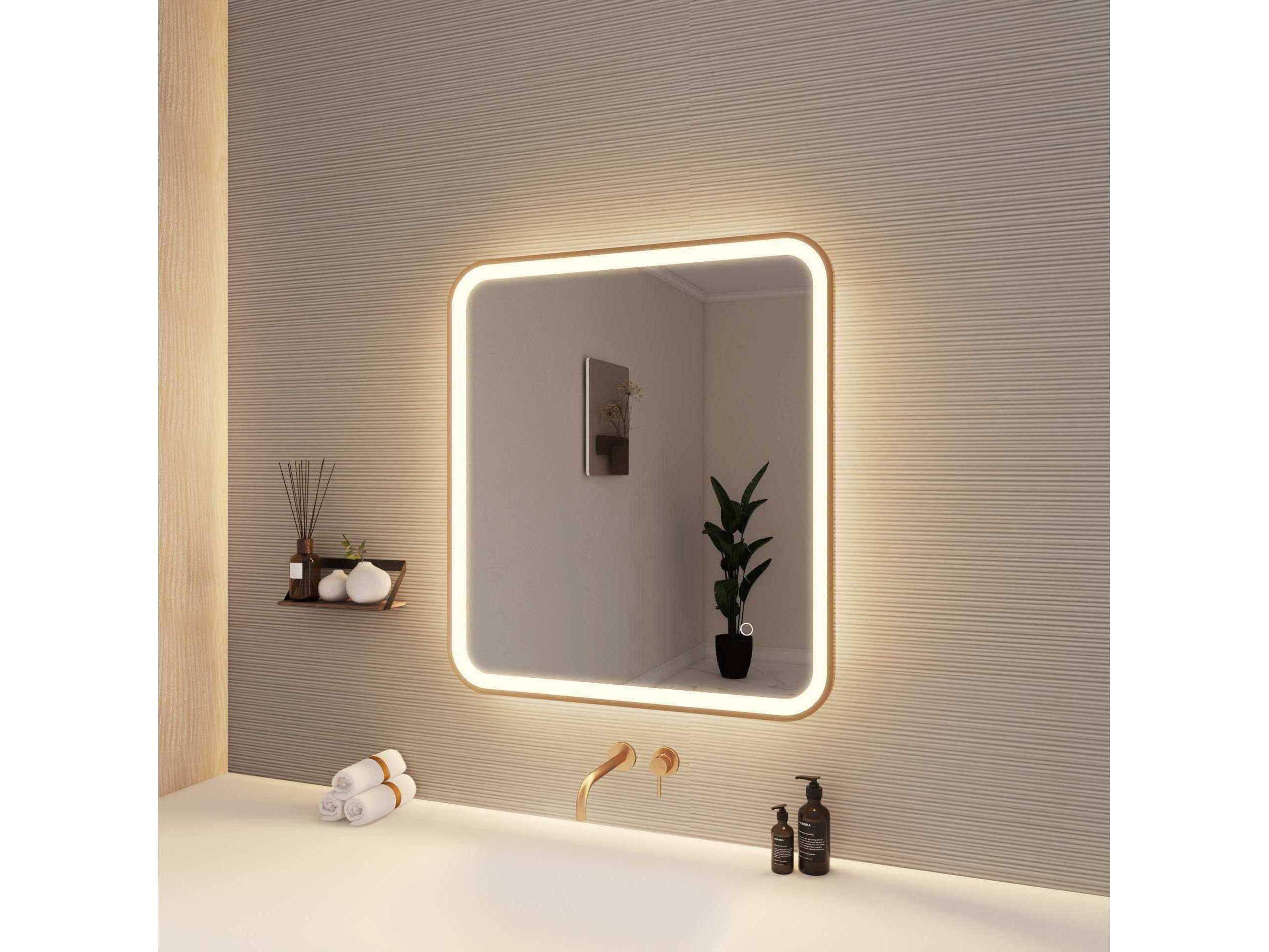 Elegant Lighting Harmoni Satin Gold Rectangular Wall Mirror