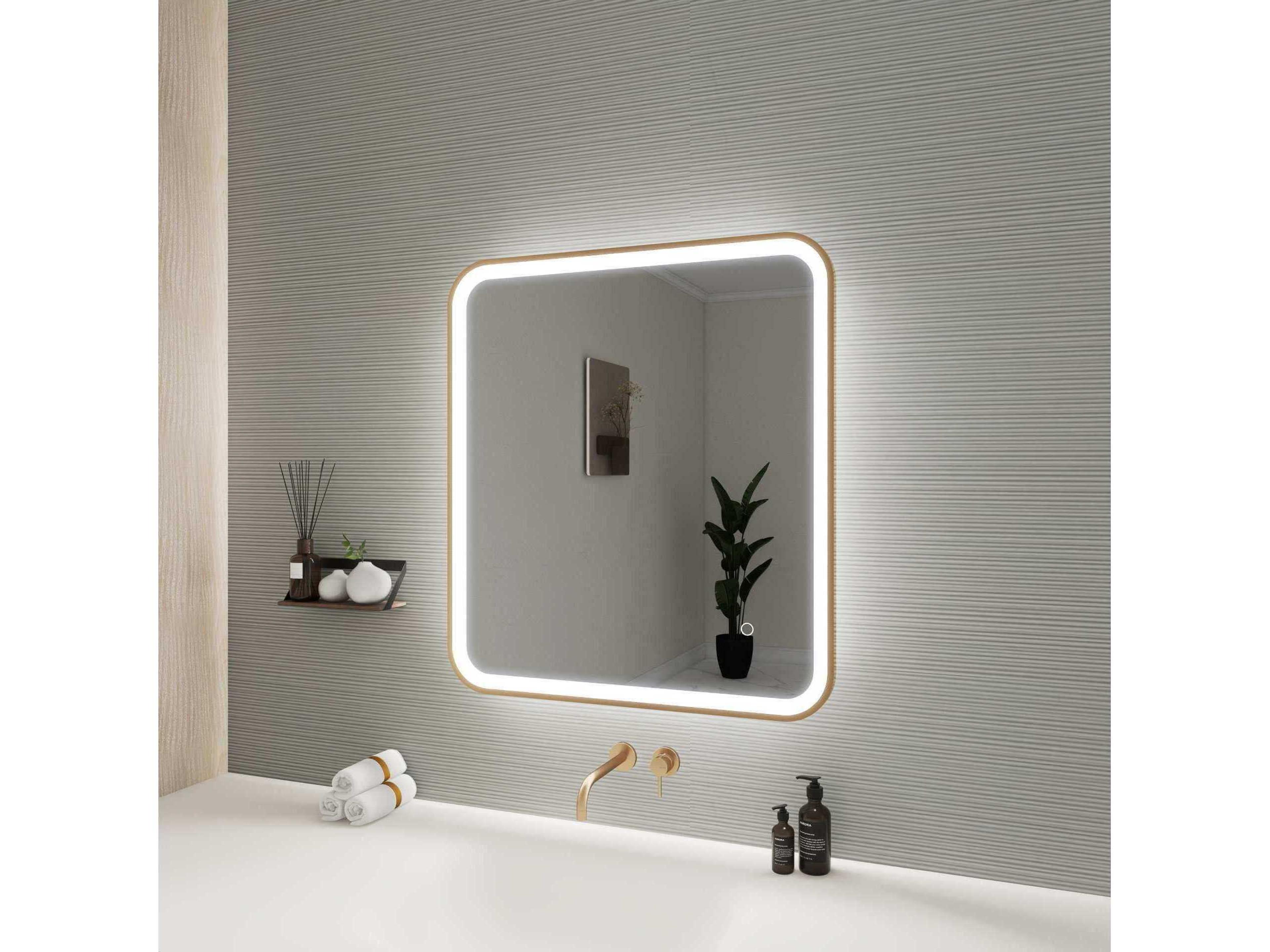 Elegant Lighting Harmoni Satin Gold Rectangular Wall Mirror