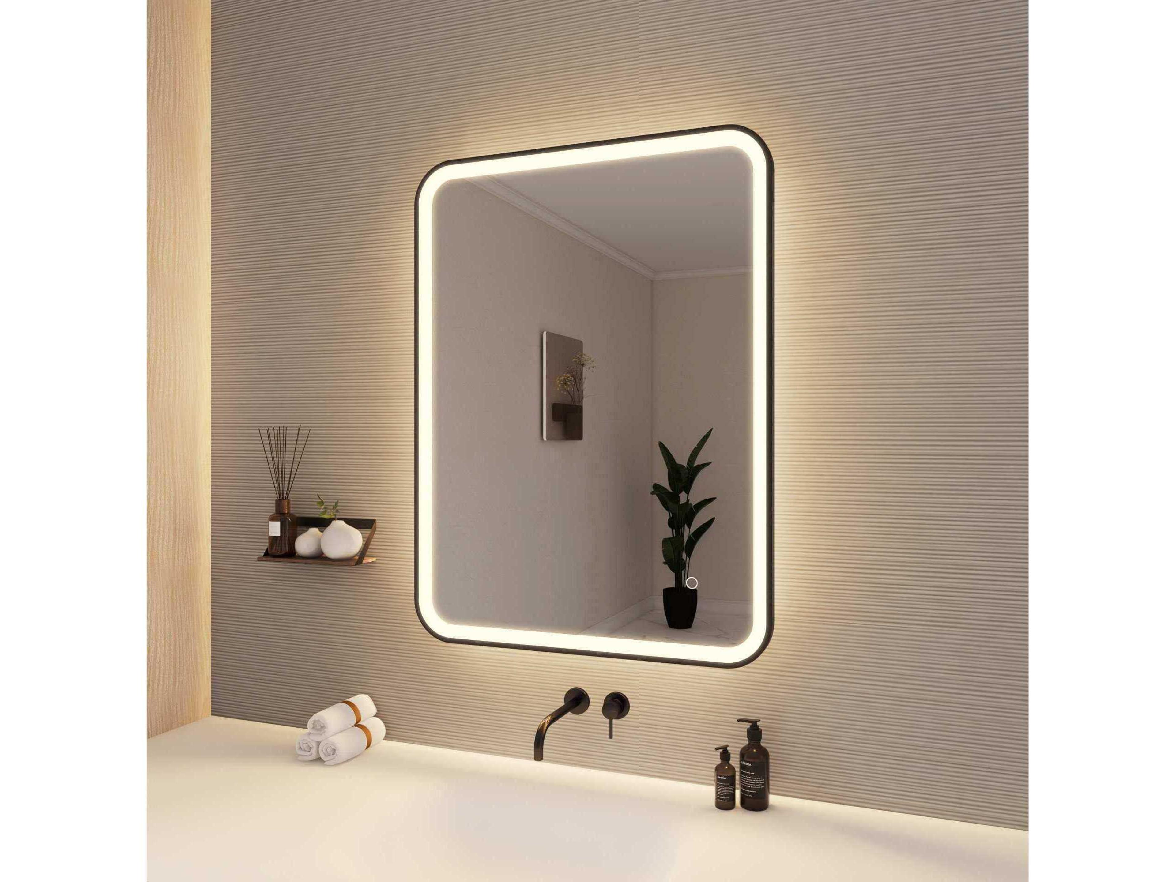 Elegant Lighting Harmoni Black Rectangular Wall Mirror