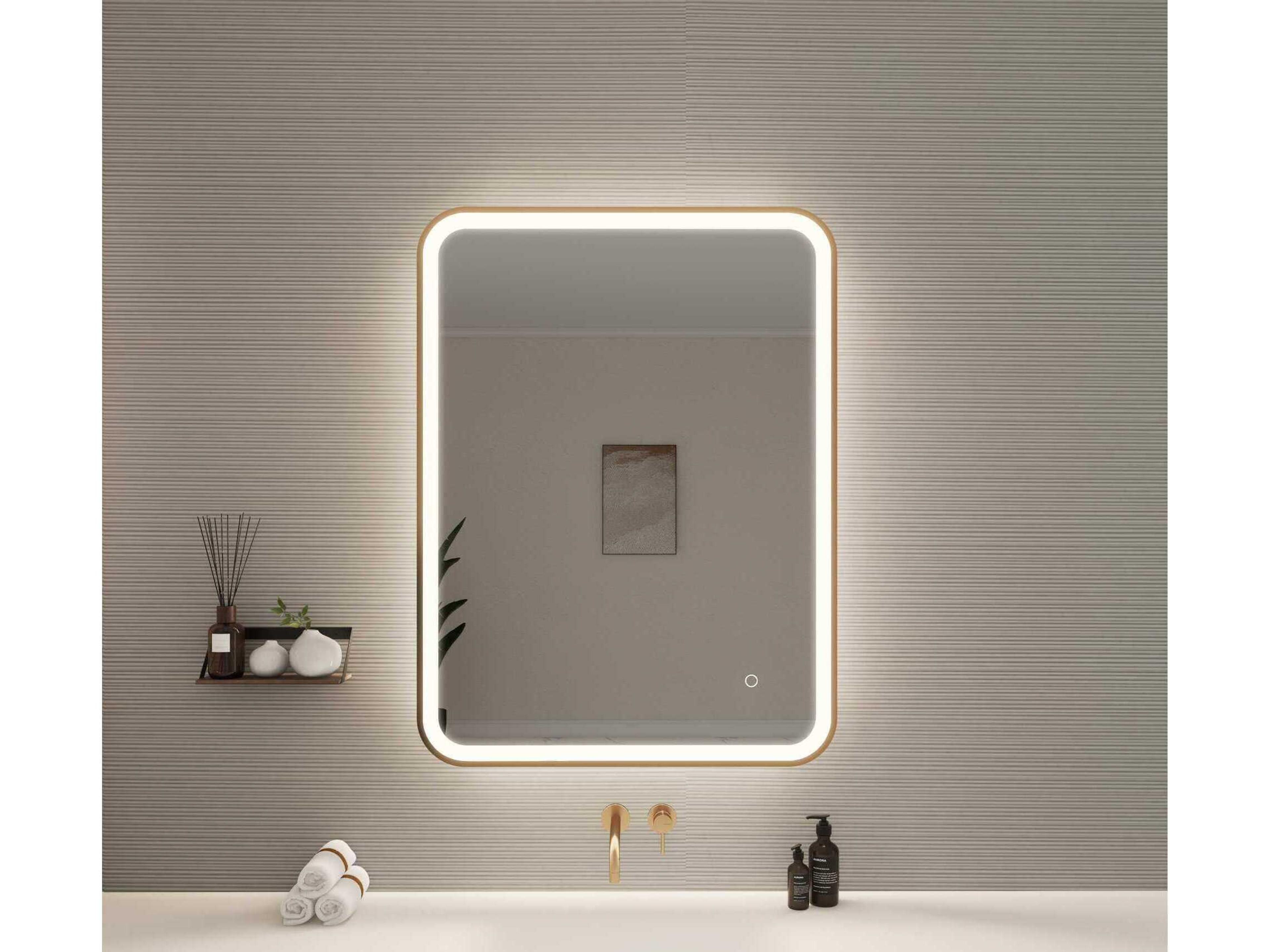 Elegant Lighting Harmoni Satin Gold Rectangular Wall Mirror