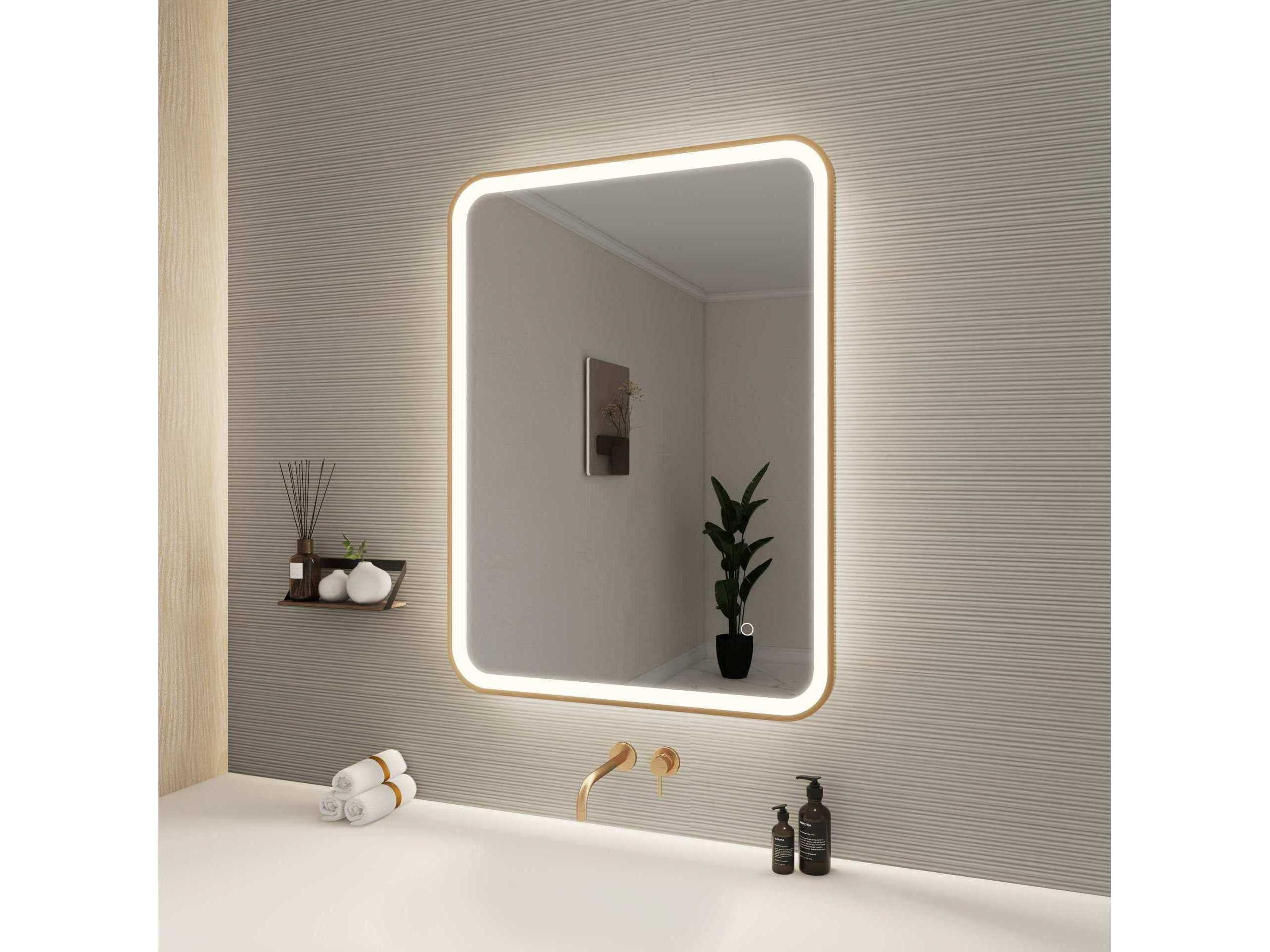 Elegant Lighting Harmoni Satin Gold Rectangular Wall Mirror