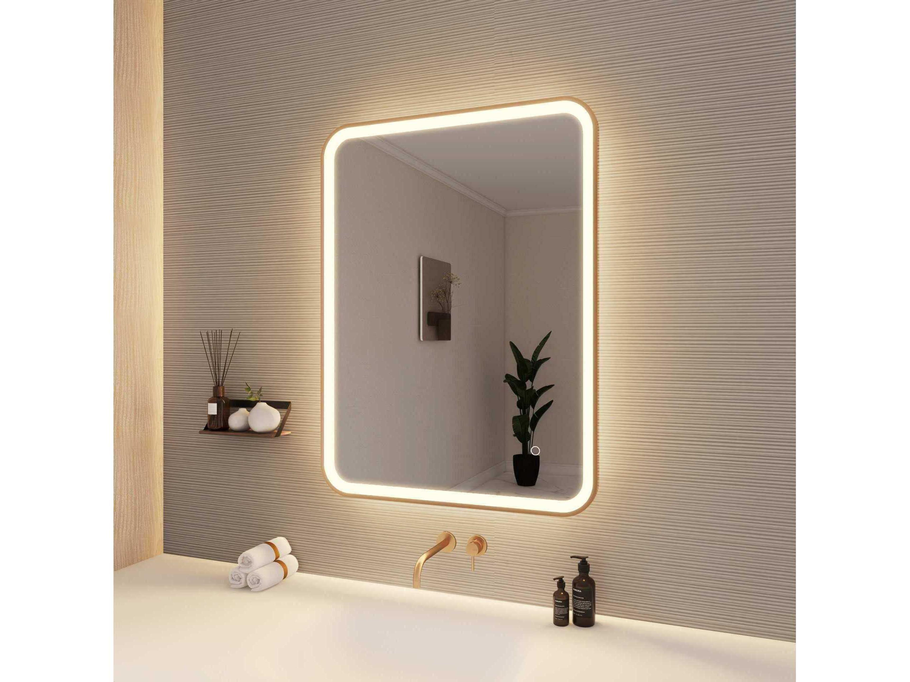 Elegant Lighting Harmoni Satin Gold Rectangular Wall Mirror