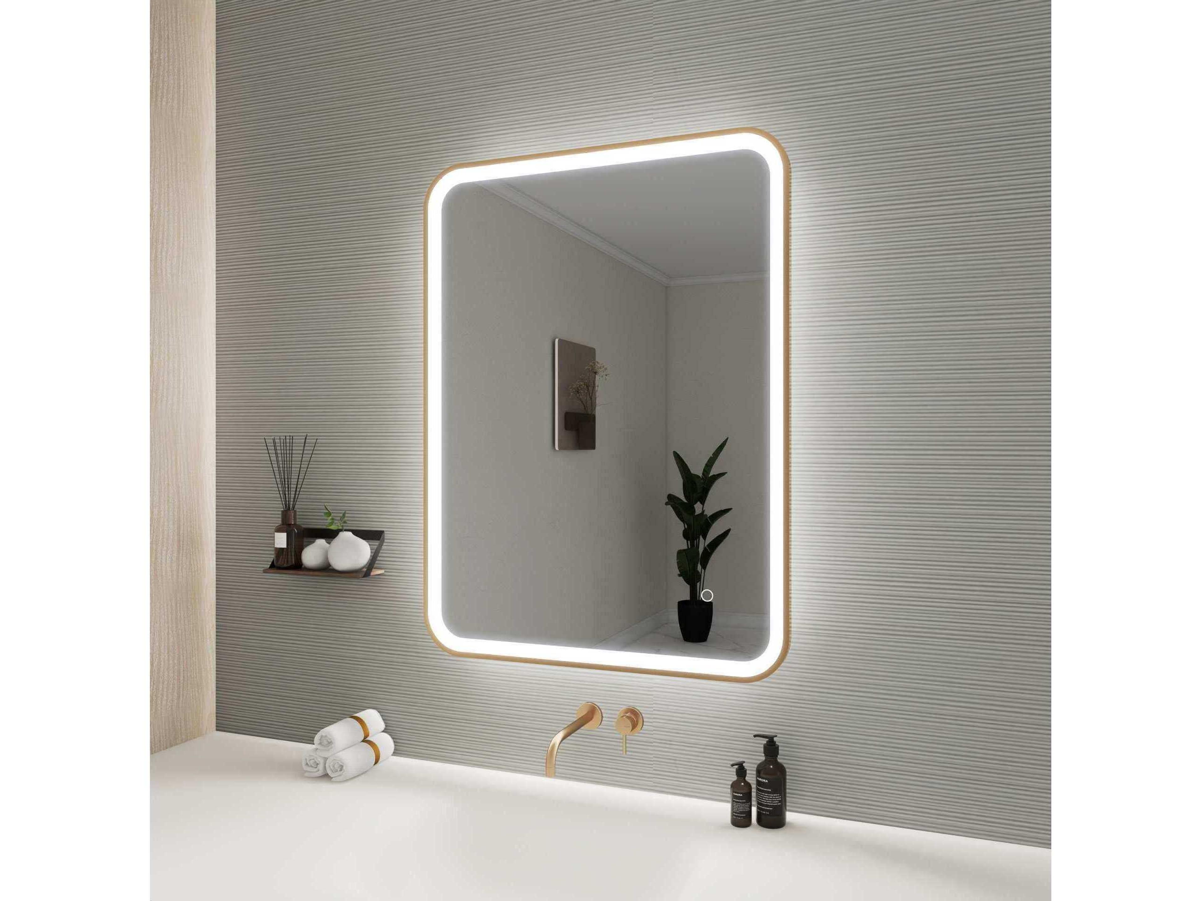 Elegant Lighting Harmoni Satin Gold Rectangular Wall Mirror