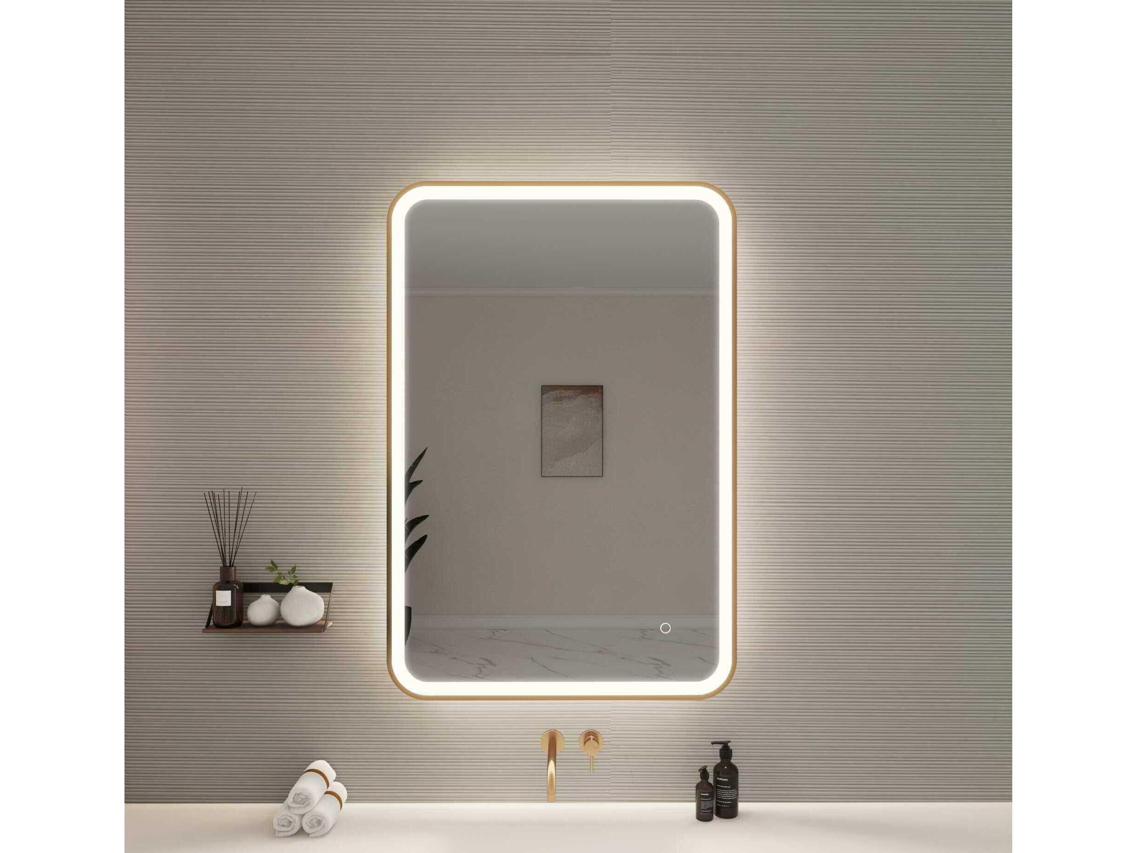 Elegant Lighting Harmoni Satin Gold Rectangular Wall Mirror