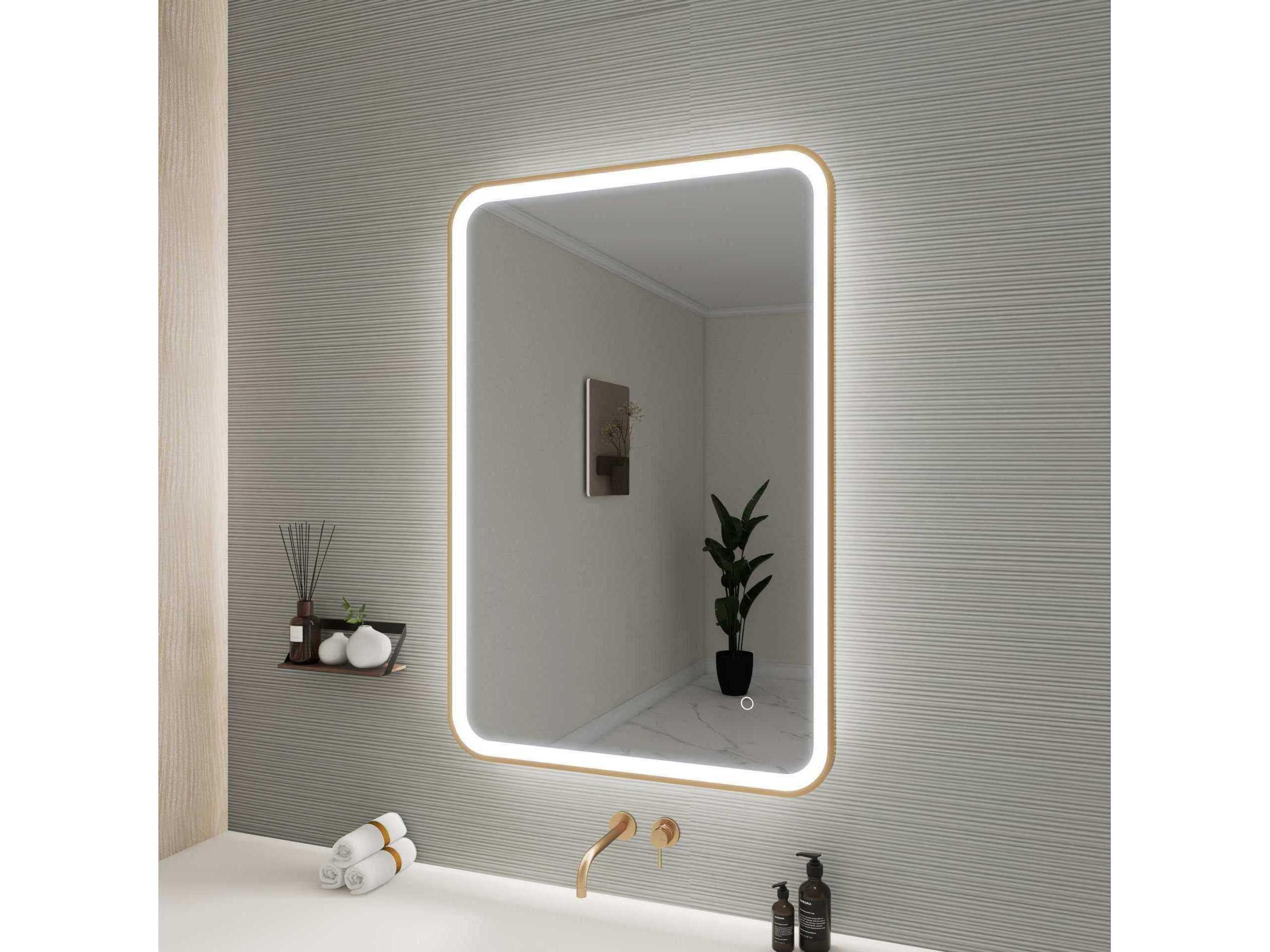 Elegant Lighting Harmoni Satin Gold Rectangular Wall Mirror