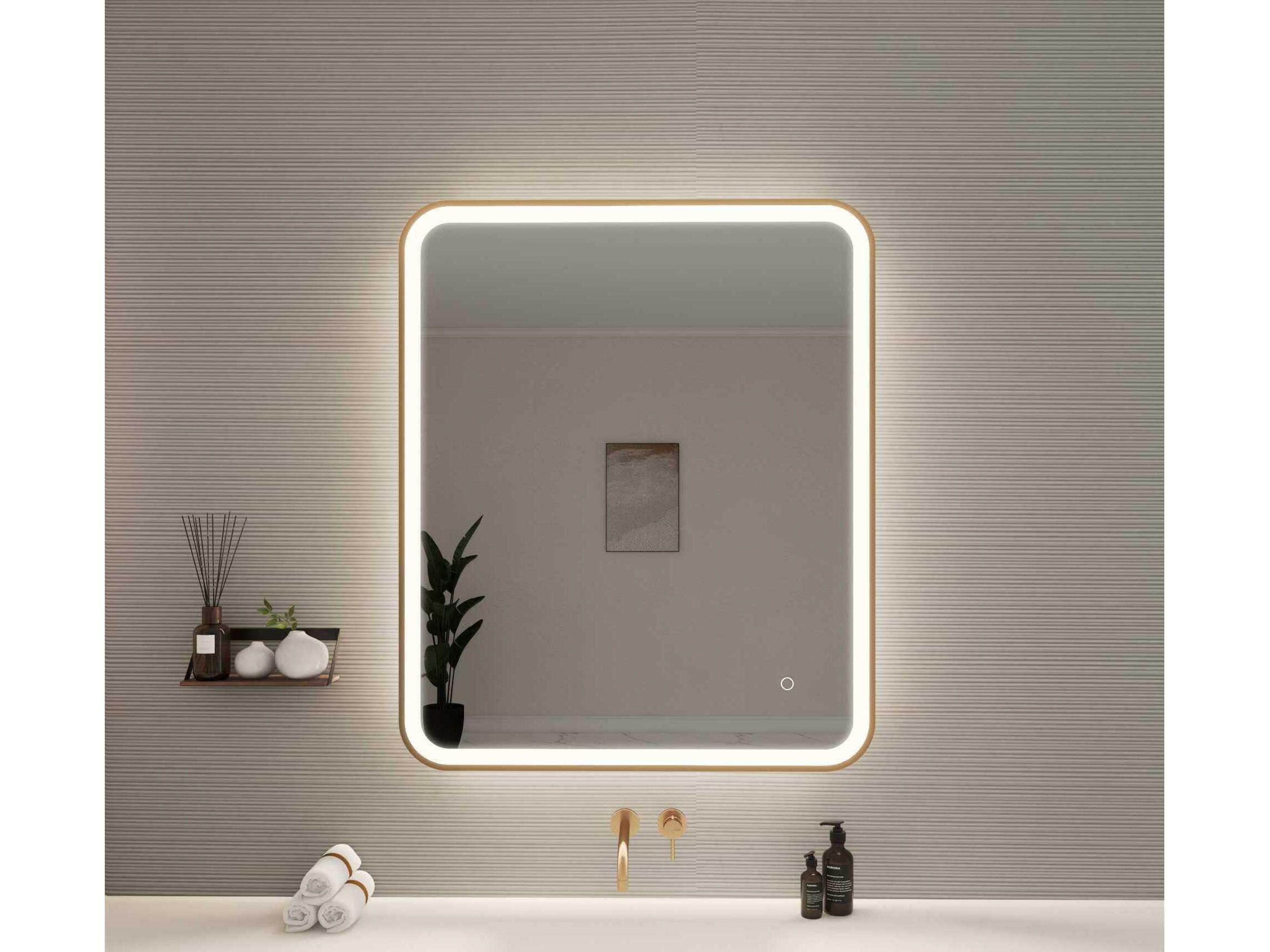 Elegant Lighting Harmoni Satin Gold Rectangular Wall Mirror