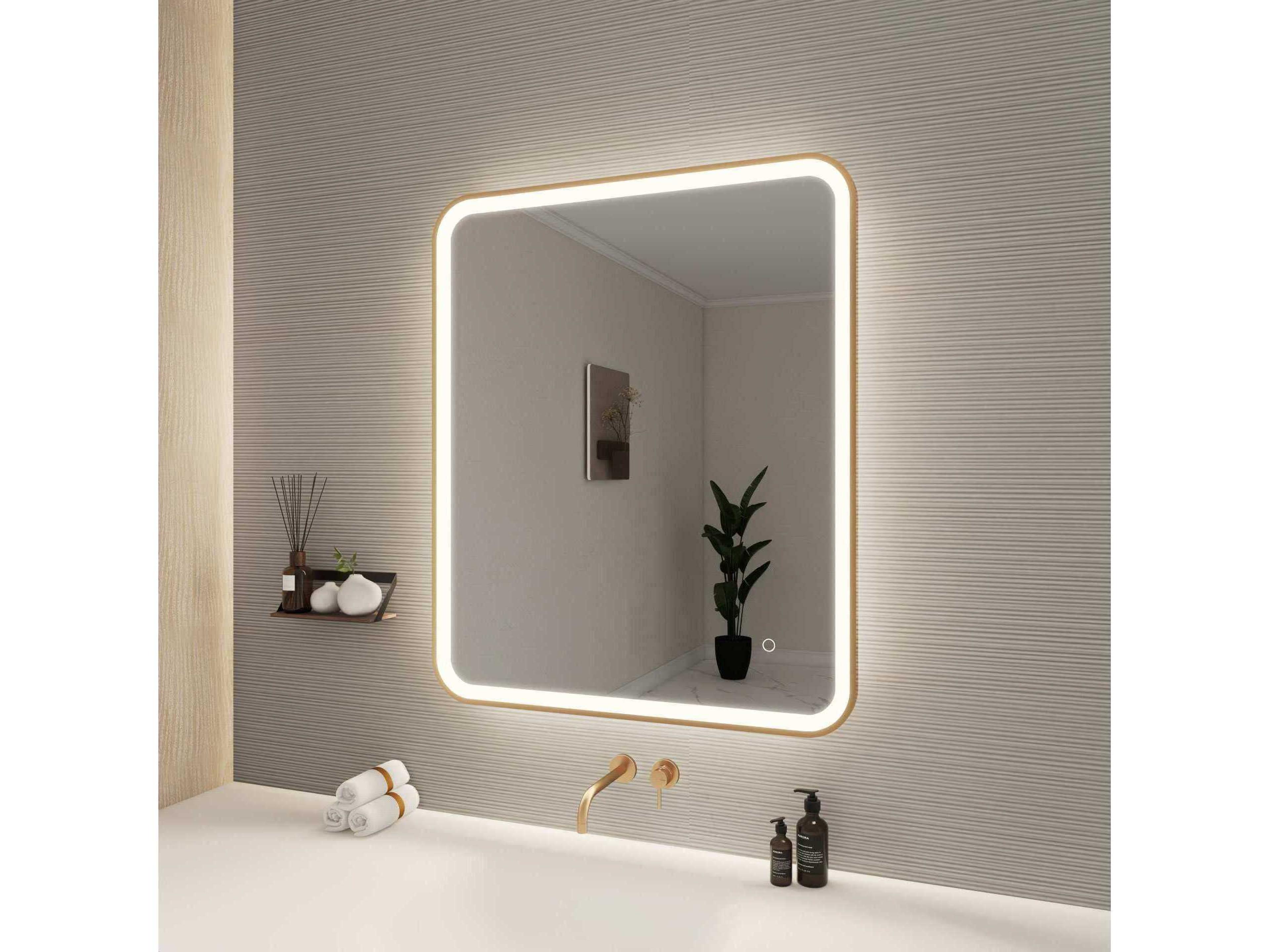 Elegant Lighting Harmoni Satin Gold Rectangular Wall Mirror