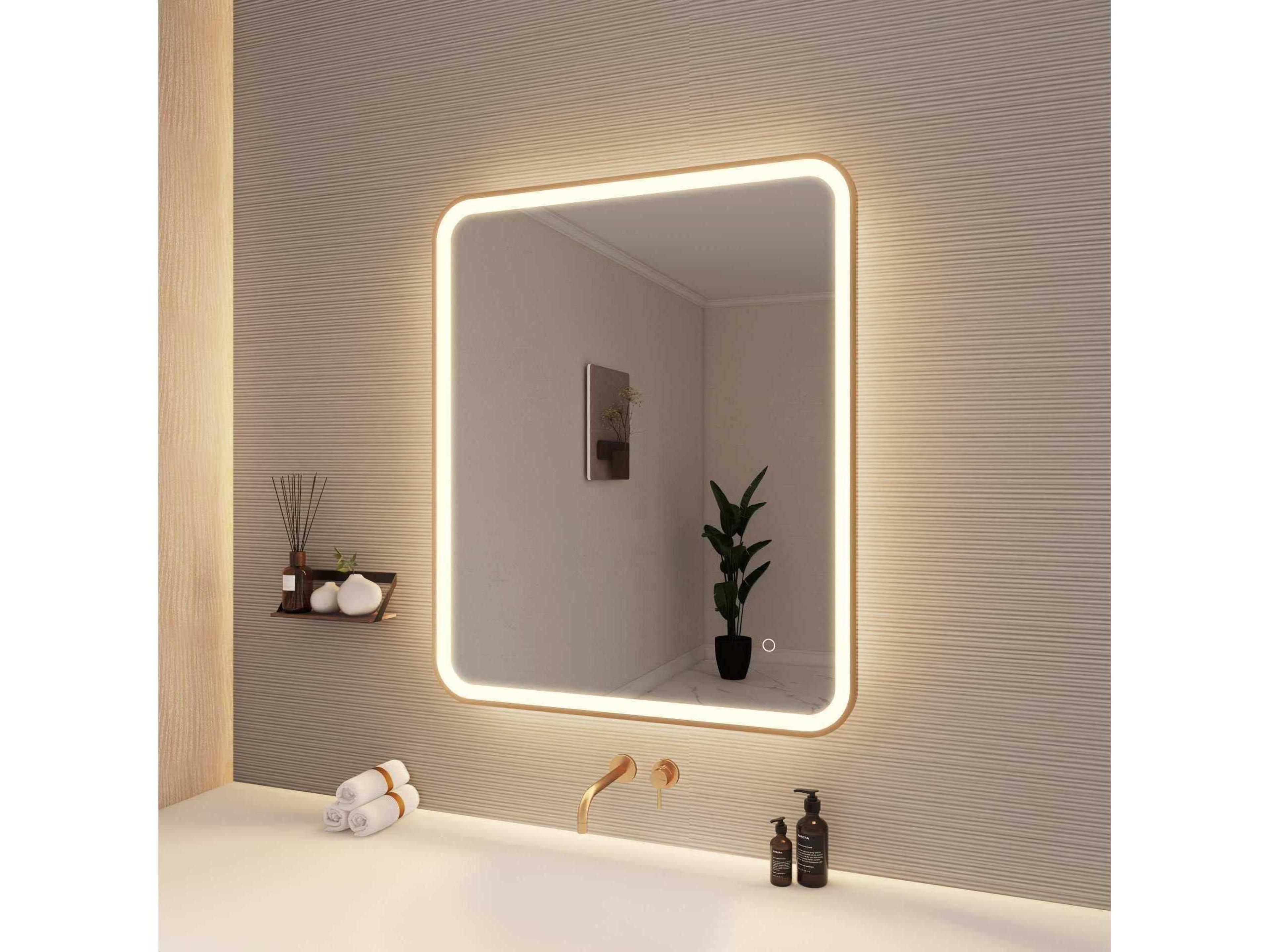 Elegant Lighting Harmoni Satin Gold Rectangular Wall Mirror