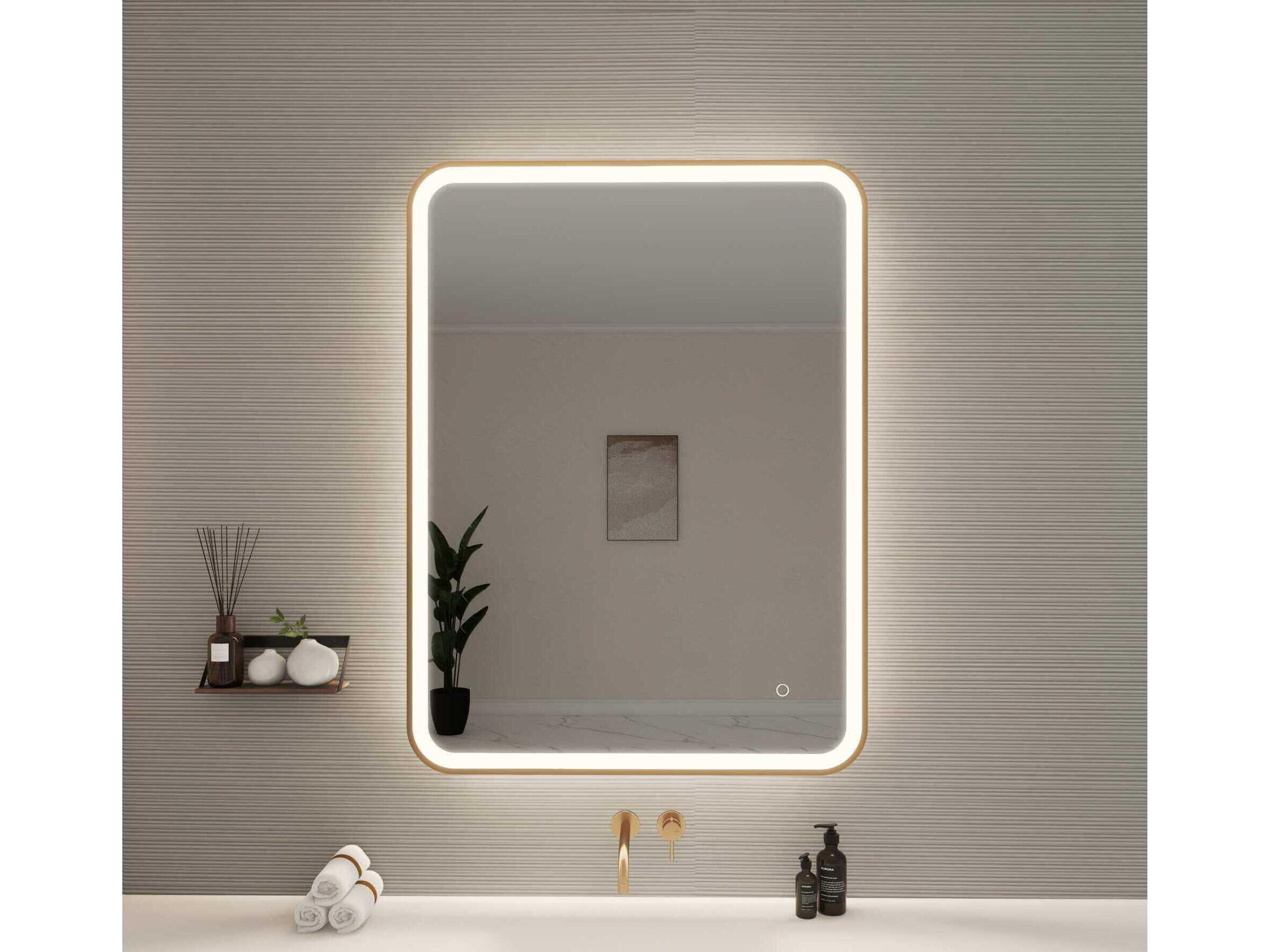 Elegant Lighting Harmoni Satin Gold Rectangular Wall Mirror