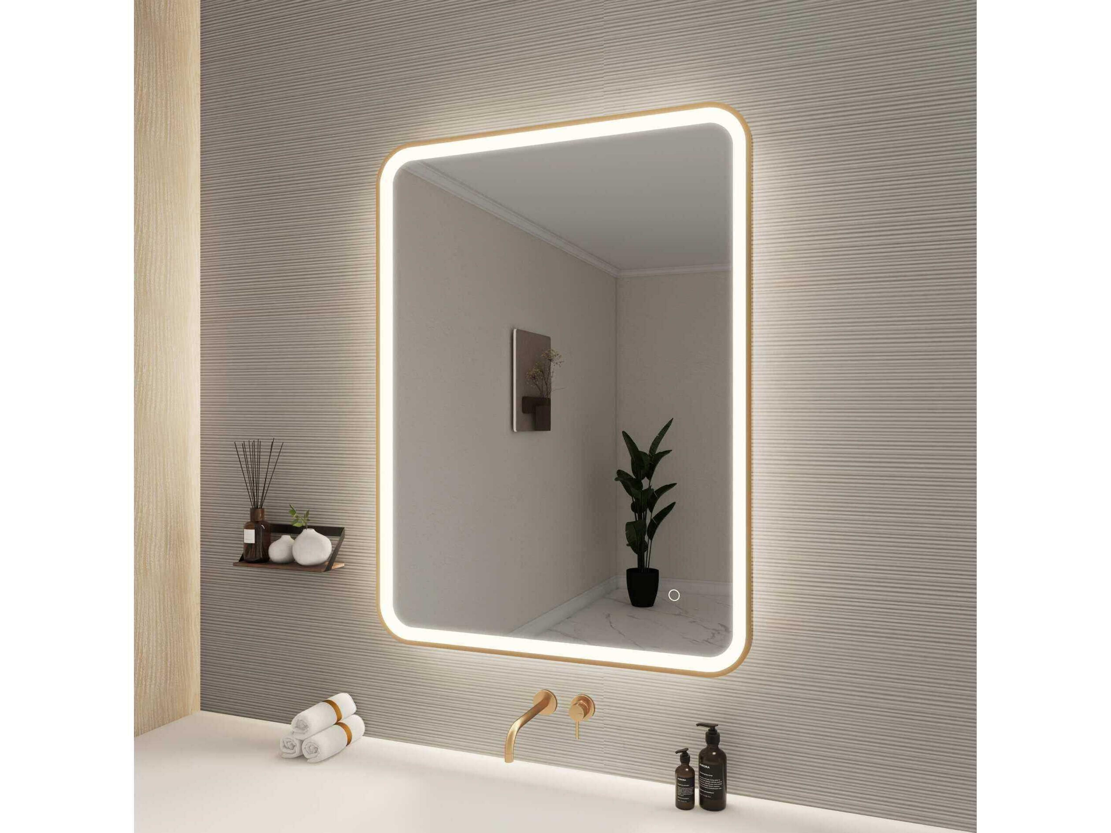 Elegant Lighting Harmoni Satin Gold Rectangular Wall Mirror