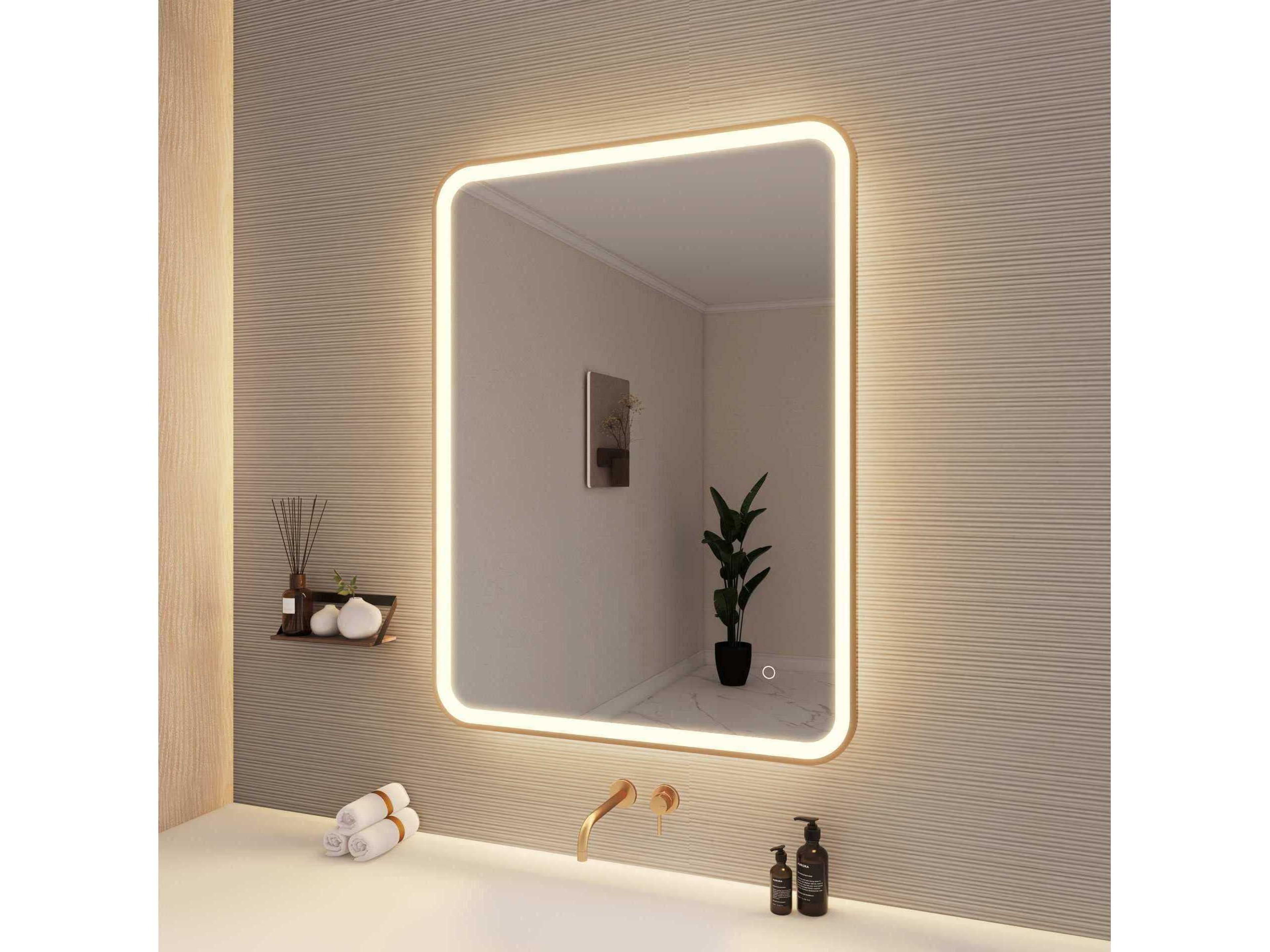 Elegant Lighting Harmoni Satin Gold Rectangular Wall Mirror