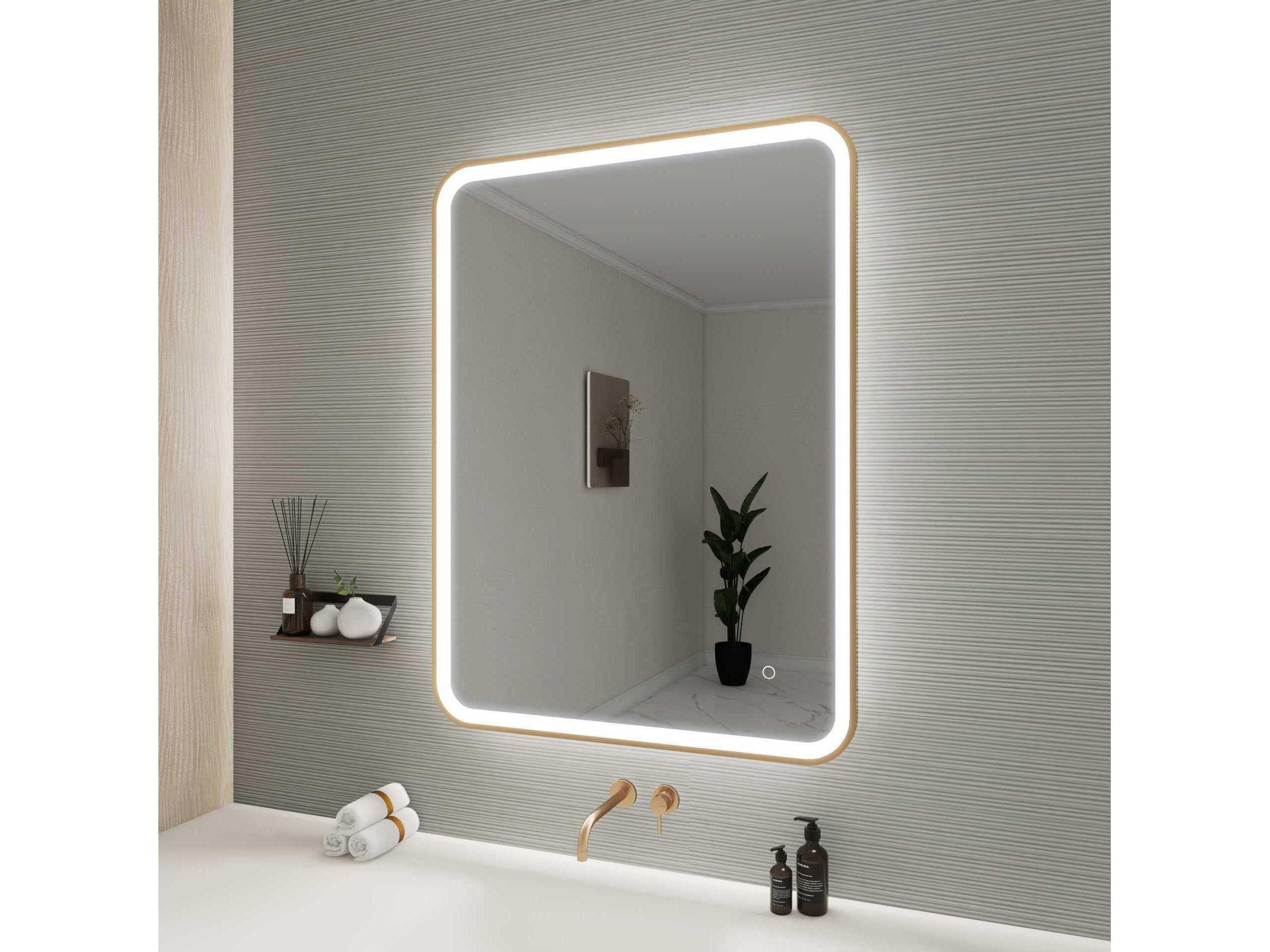 Elegant Lighting Harmoni Satin Gold Rectangular Wall Mirror