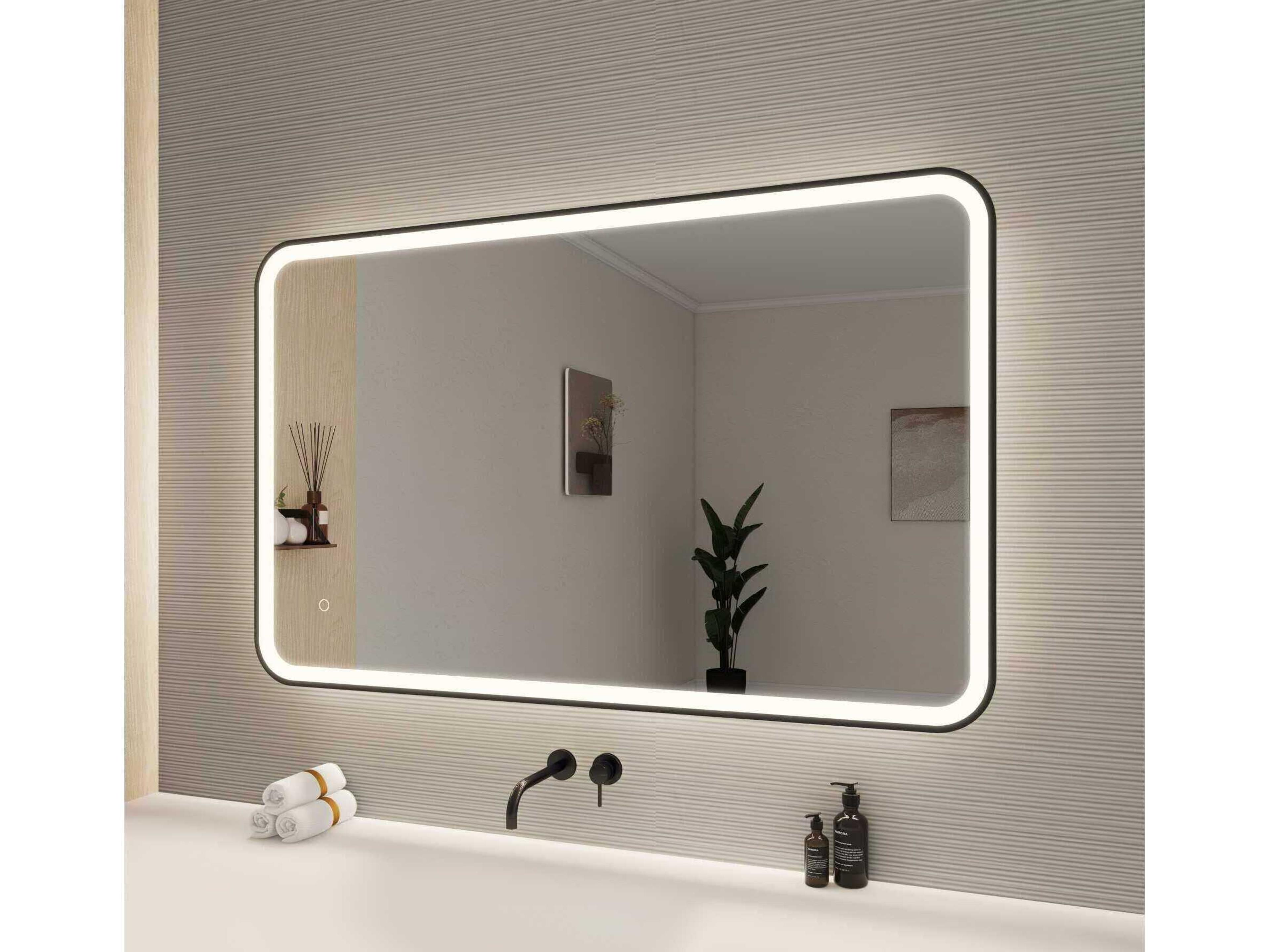 Elegant Lighting Harmoni Black Rectangular Wall Mirror