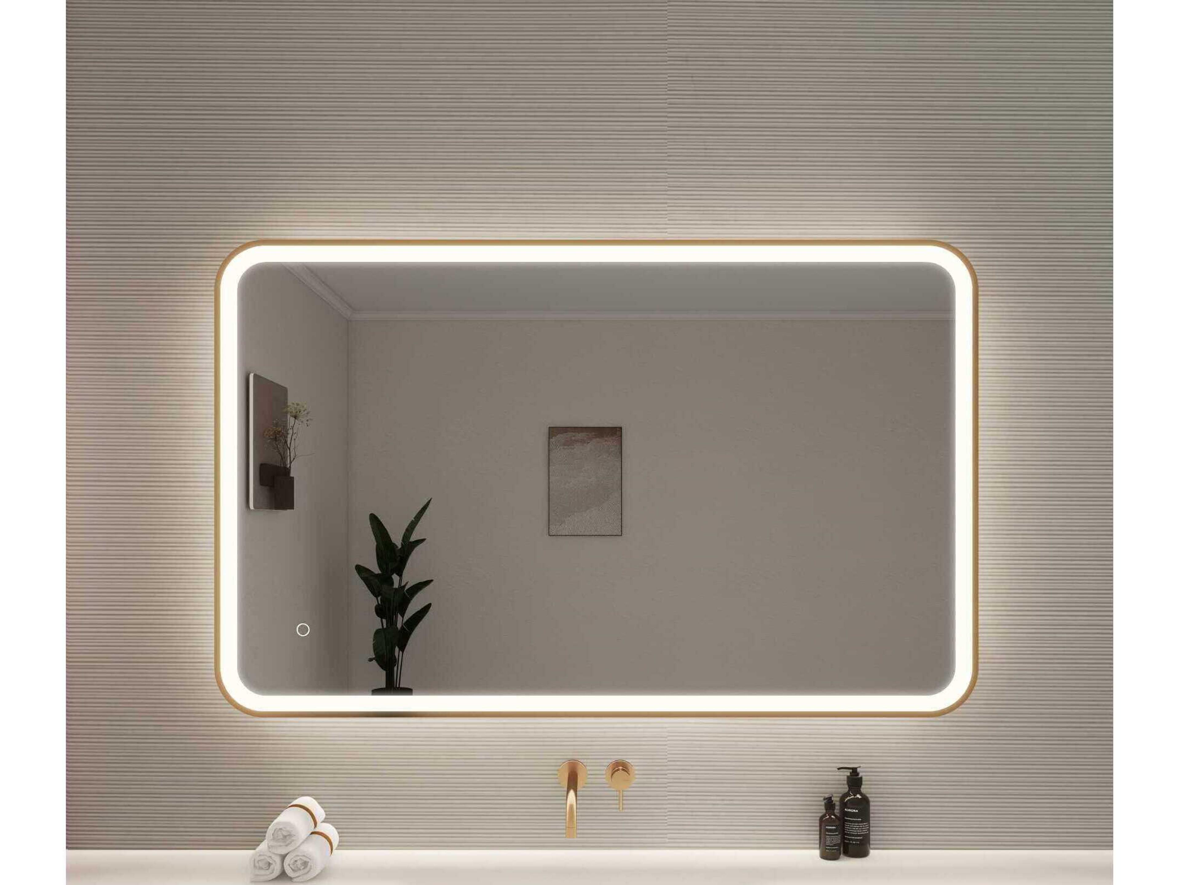 Elegant Lighting Harmoni Satin Gold Rectangular Wall Mirror