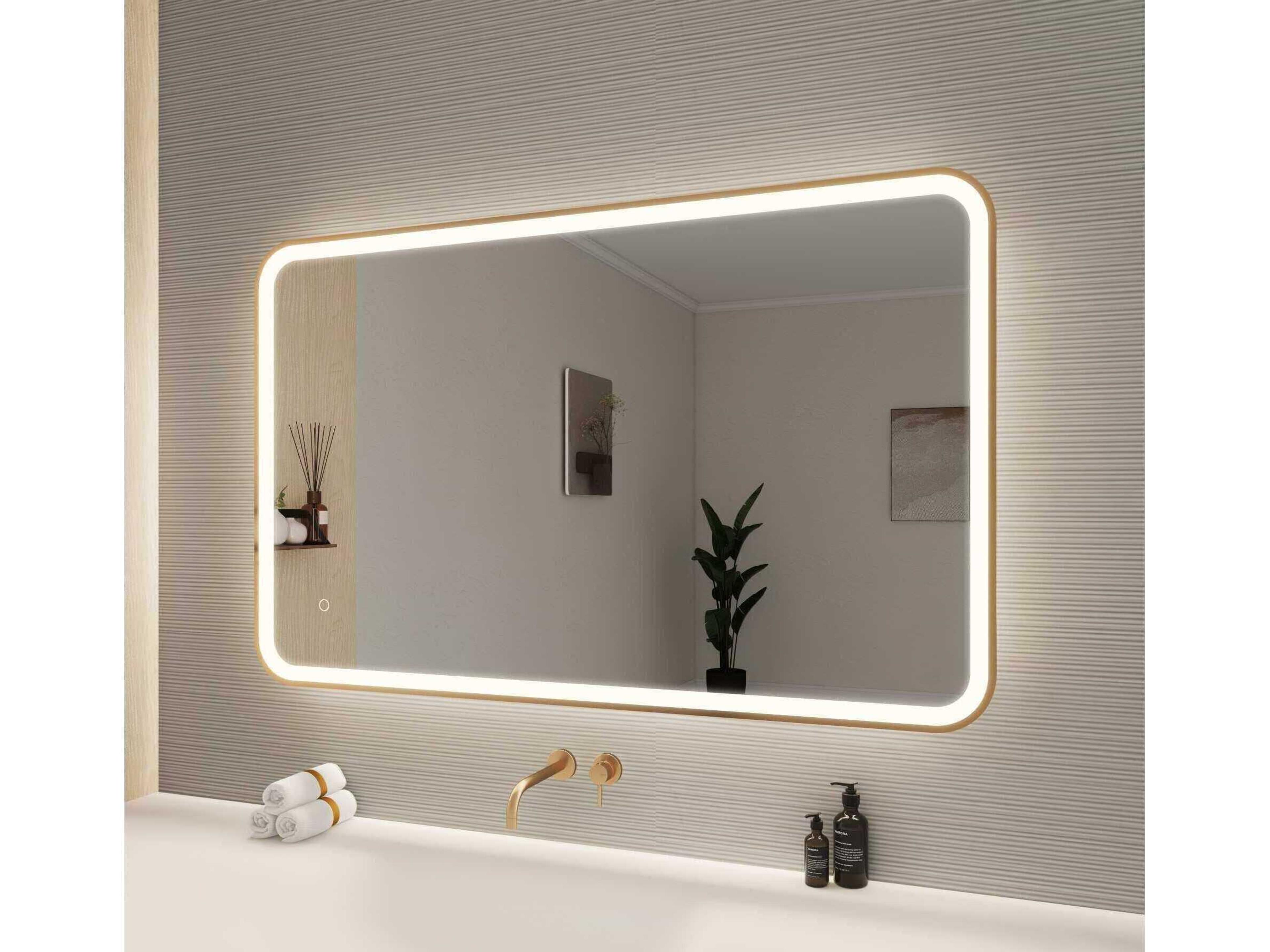 Elegant Lighting Harmoni Satin Gold Rectangular Wall Mirror