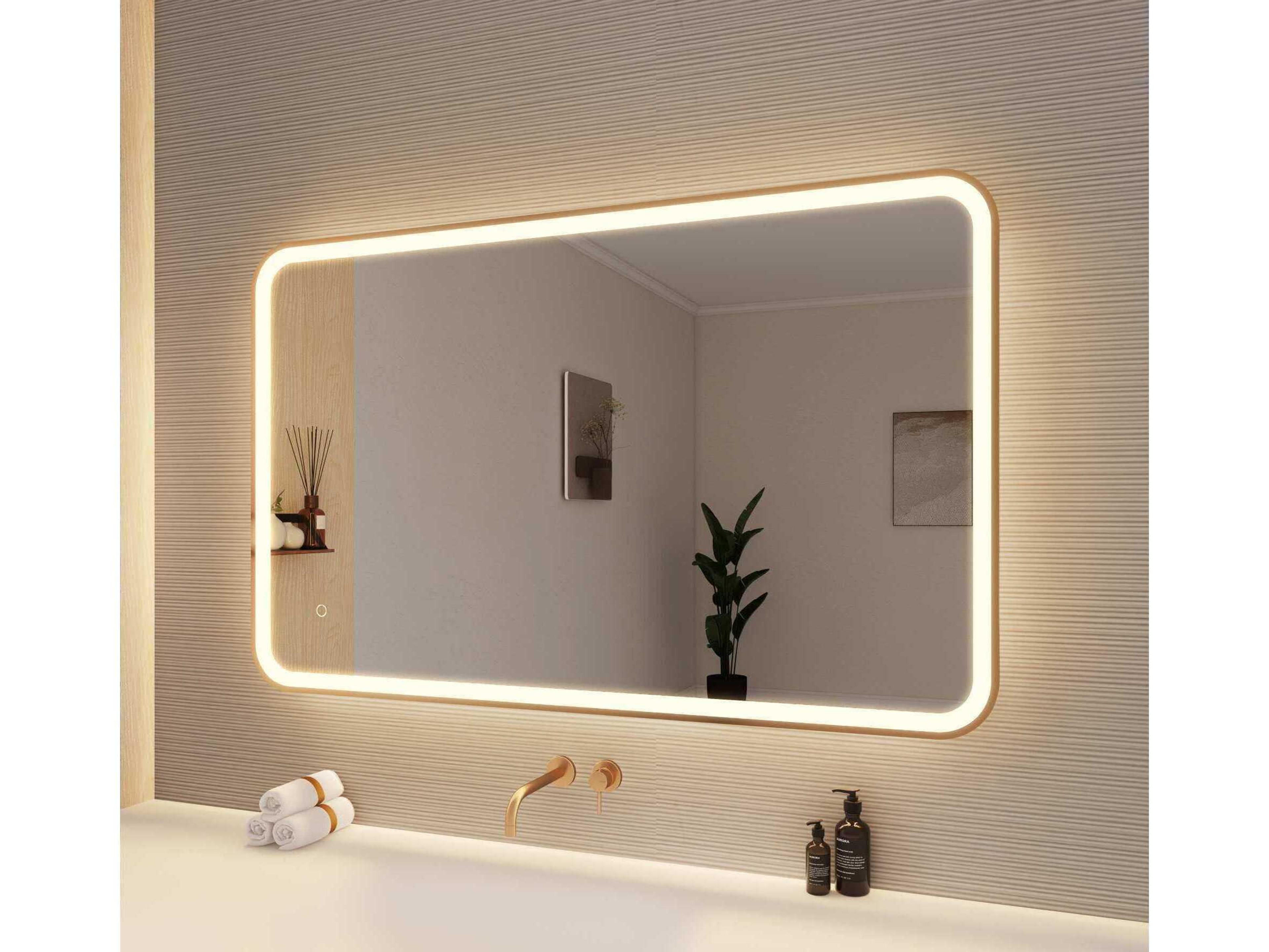 Elegant Lighting Harmoni Satin Gold Rectangular Wall Mirror