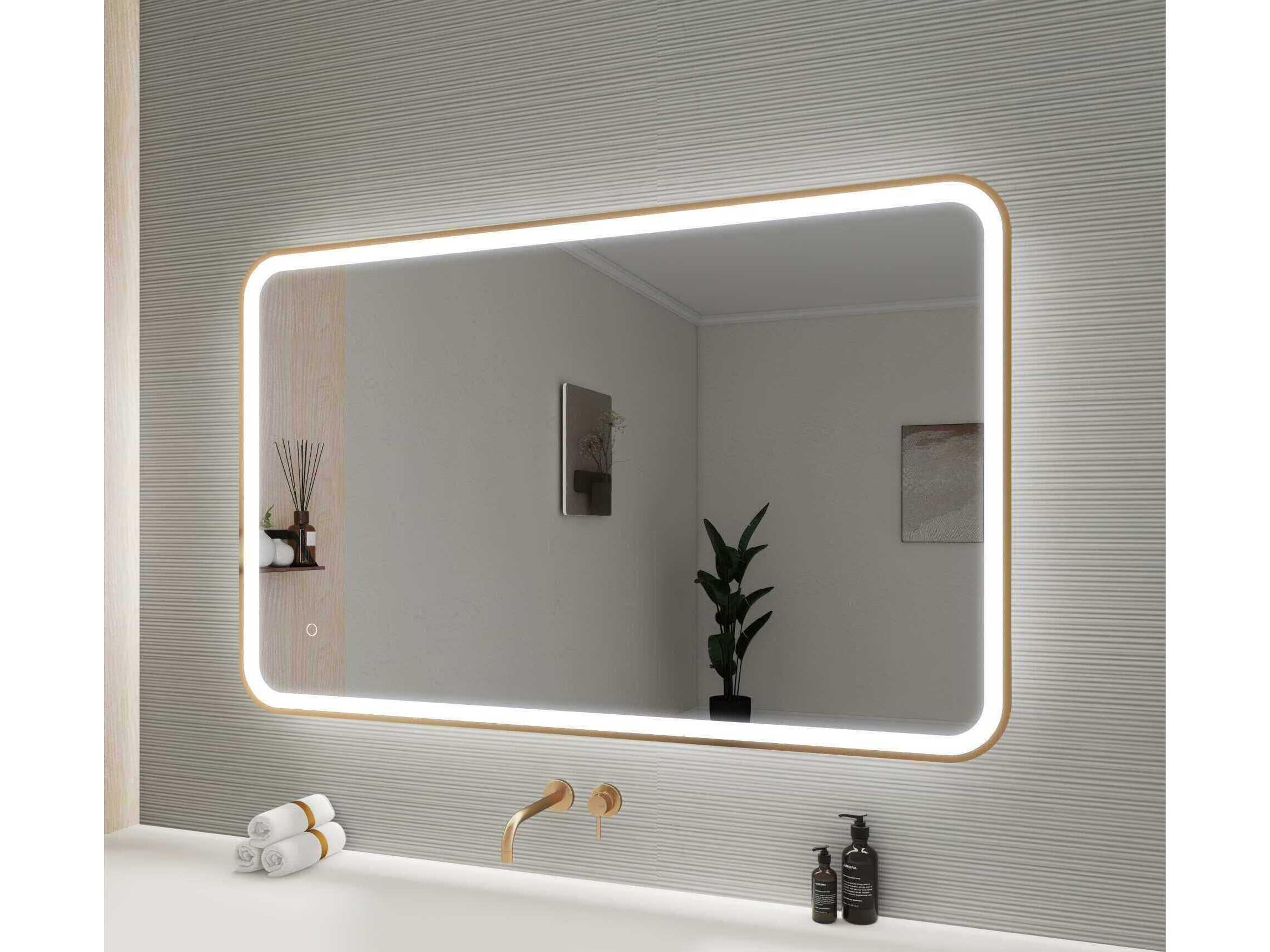 Elegant Lighting Harmoni Satin Gold Rectangular Wall Mirror