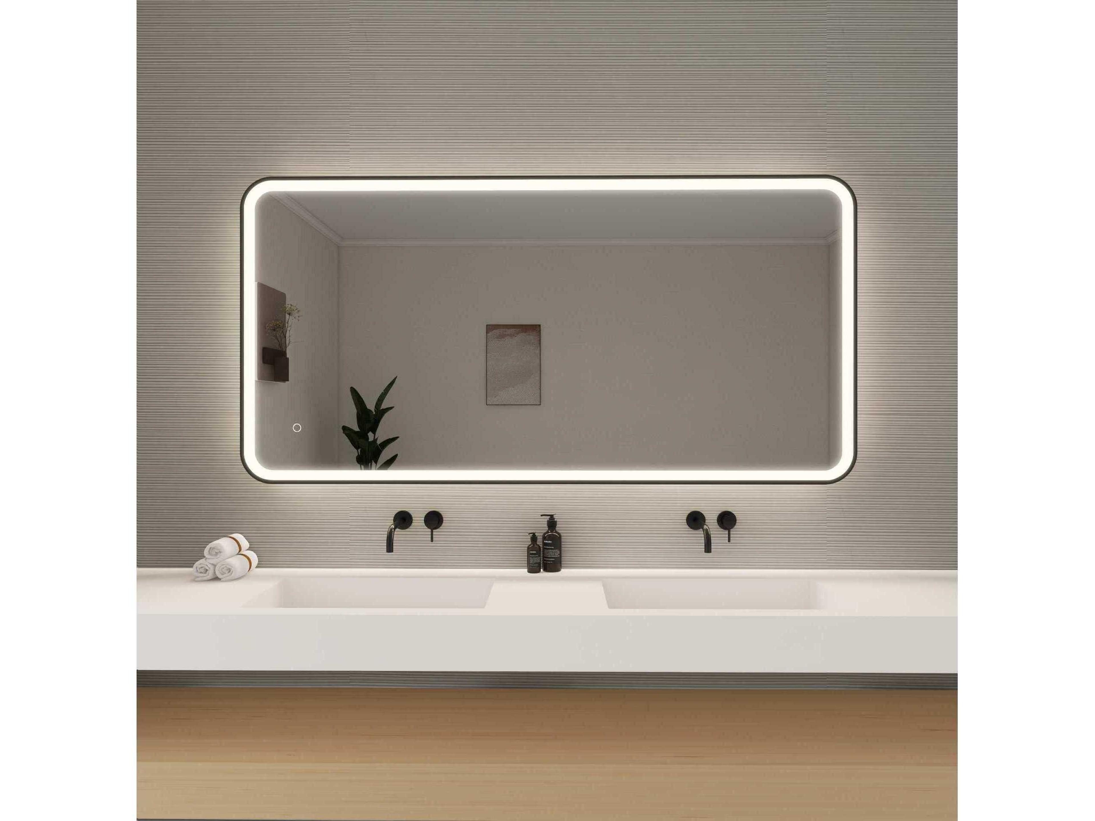 Elegant Lighting Harmoni Black Rectangular Wall Mirror