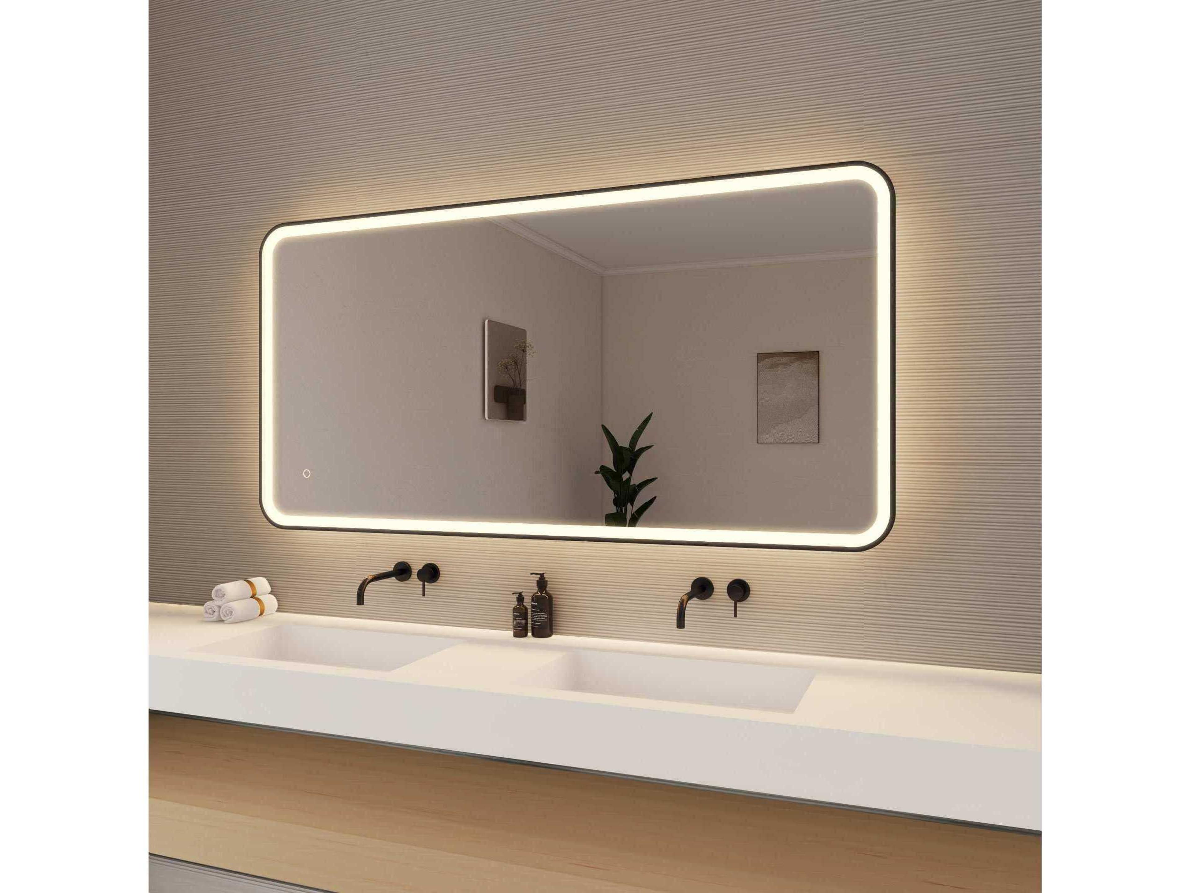 Elegant Lighting Harmoni Black Rectangular Wall Mirror