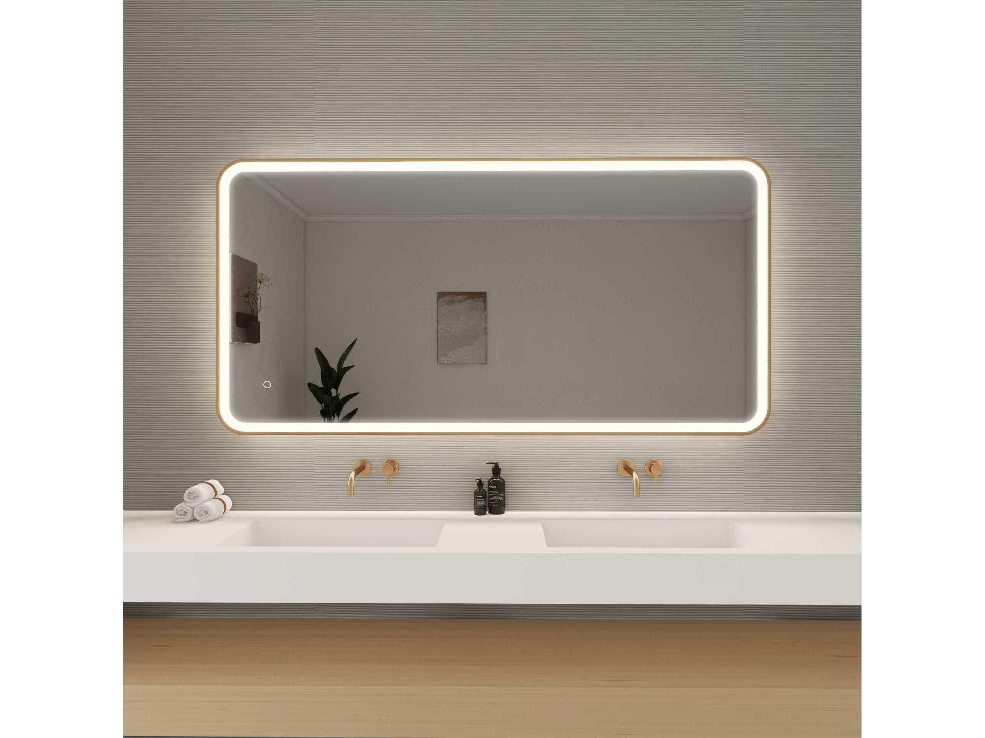 Elegant Lighting Harmoni Satin Gold Rectangular Wall Mirror