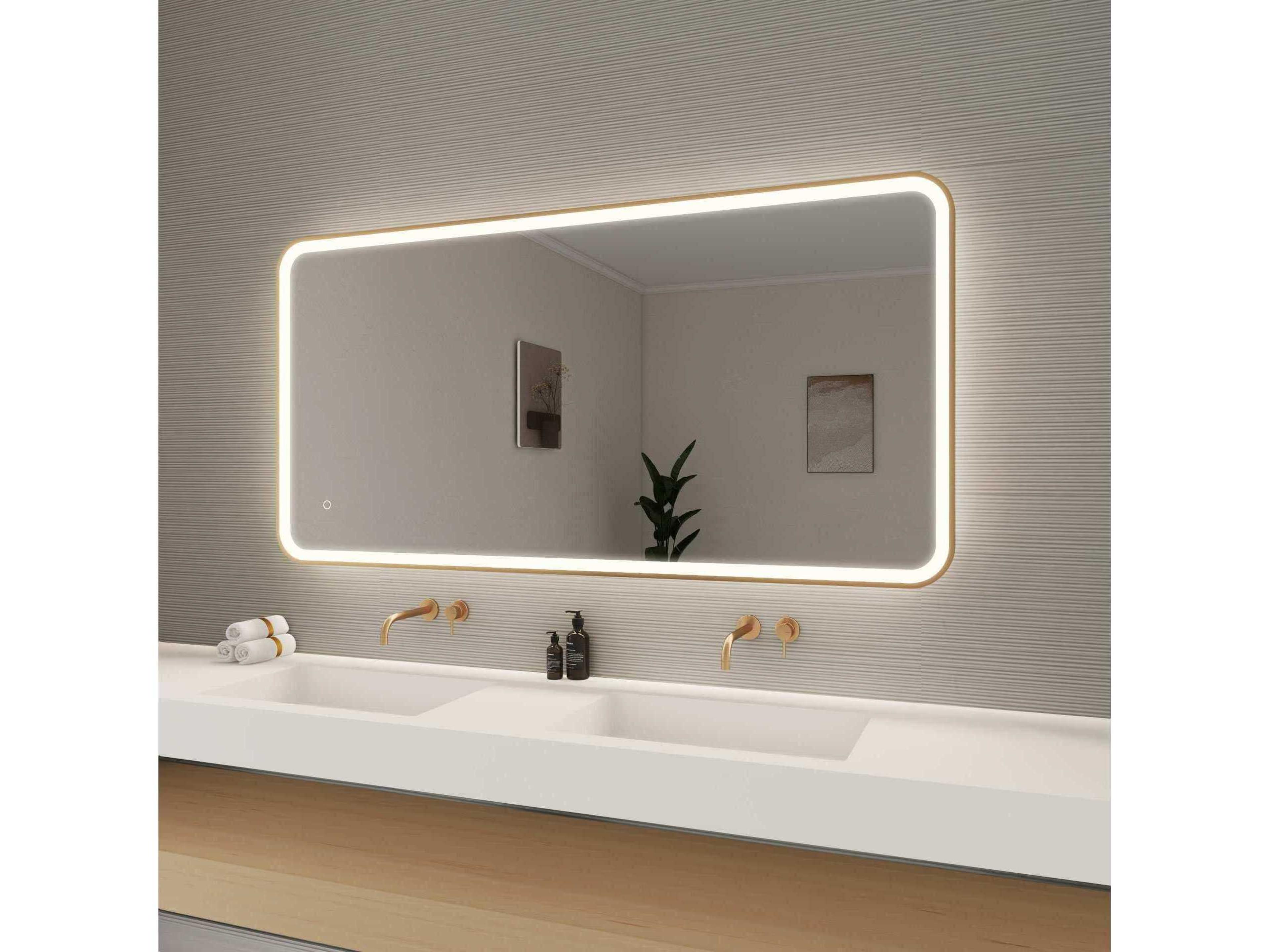 Elegant Lighting Harmoni Satin Gold Rectangular Wall Mirror