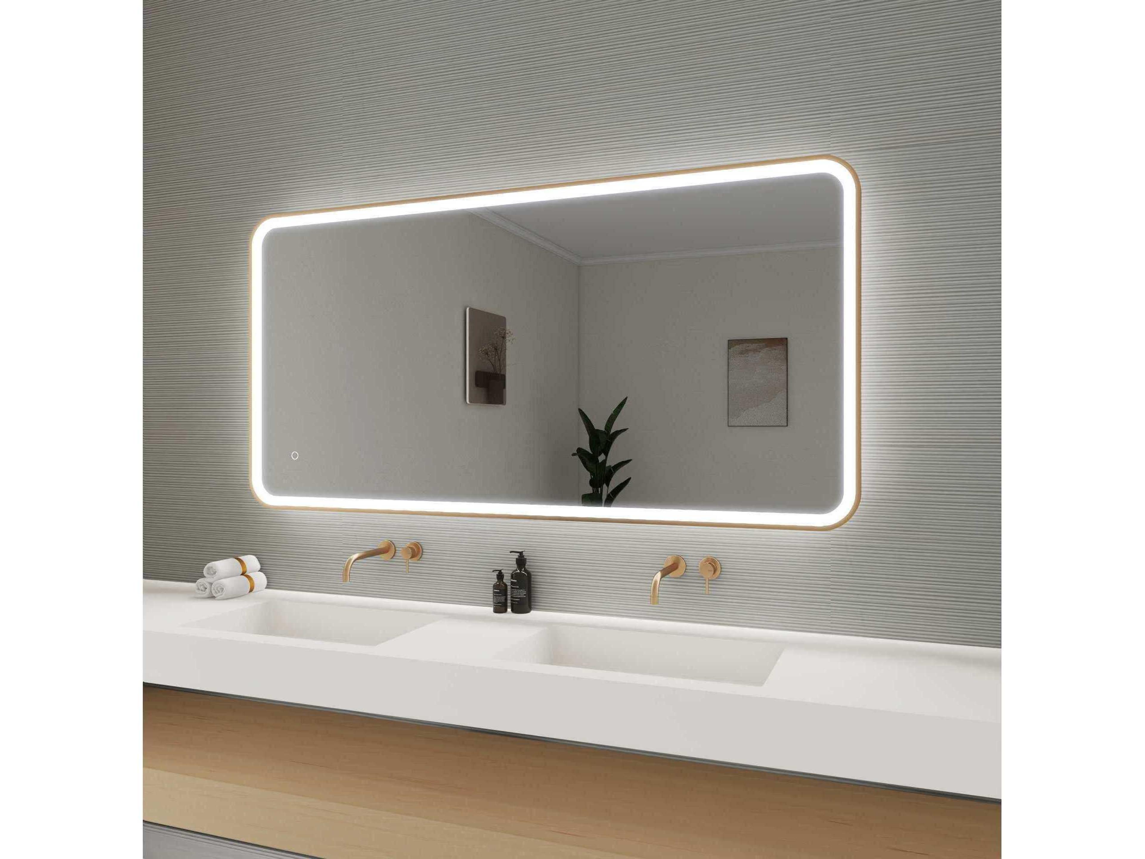 Elegant Lighting Harmoni Satin Gold Rectangular Wall Mirror